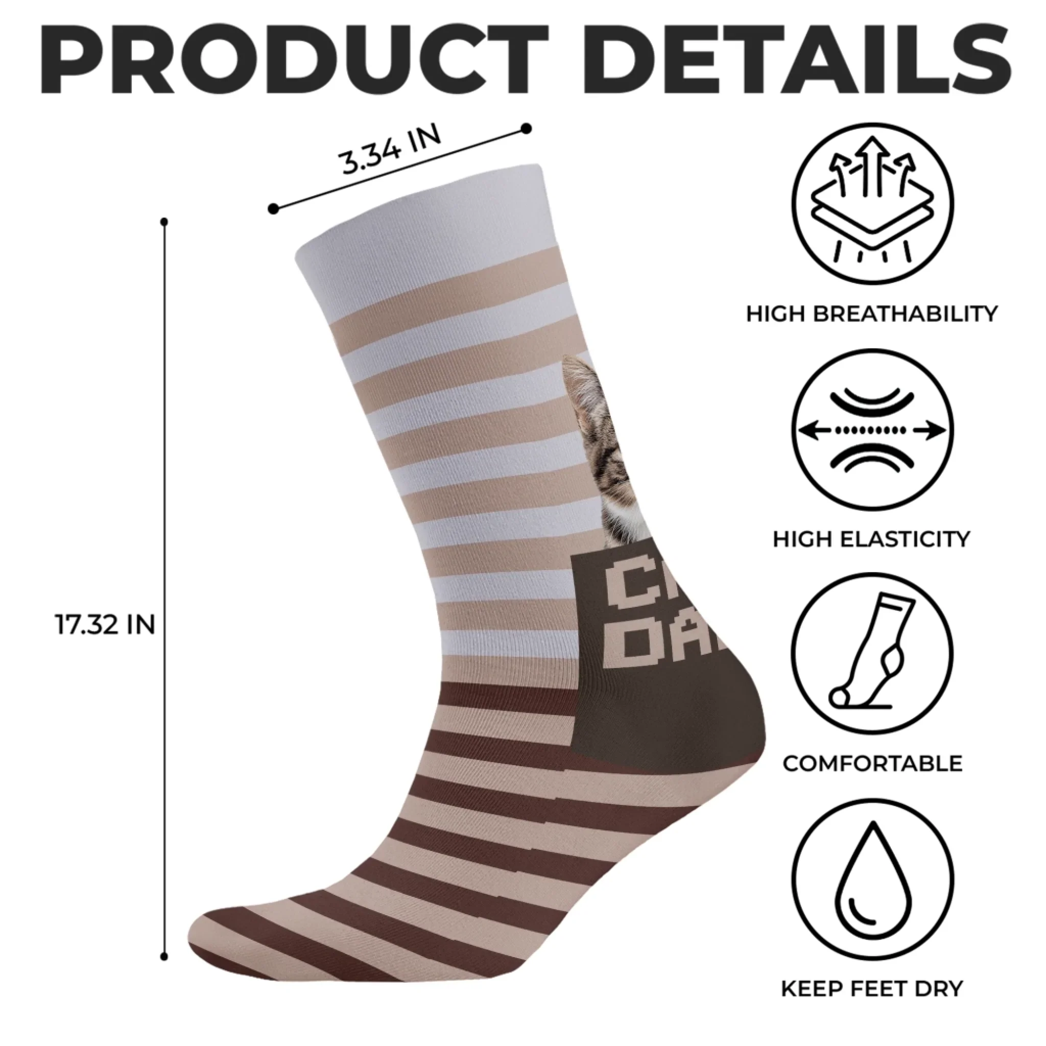Custom Photo Crew Socks - Personalized Birthday Gifts For Dog Cat Lovers, Dog Dad And Mom, Cat Owners - World’s Okayest Cat Dad - Image 4