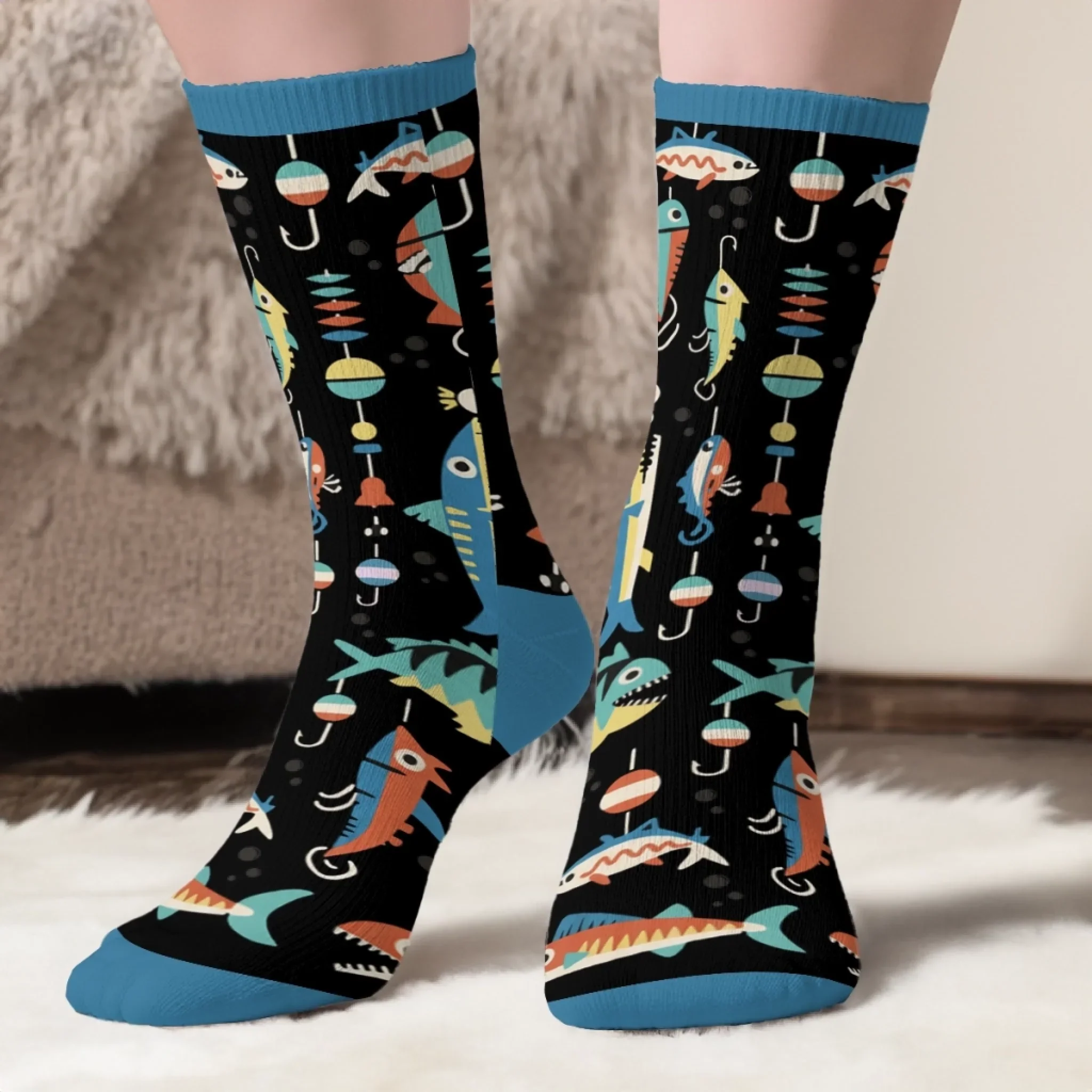 Custom Photo Crew Socks - Personalized Christmas Birthday Fishing Gifts For Fisherman - Professional Line Caster - Image 6