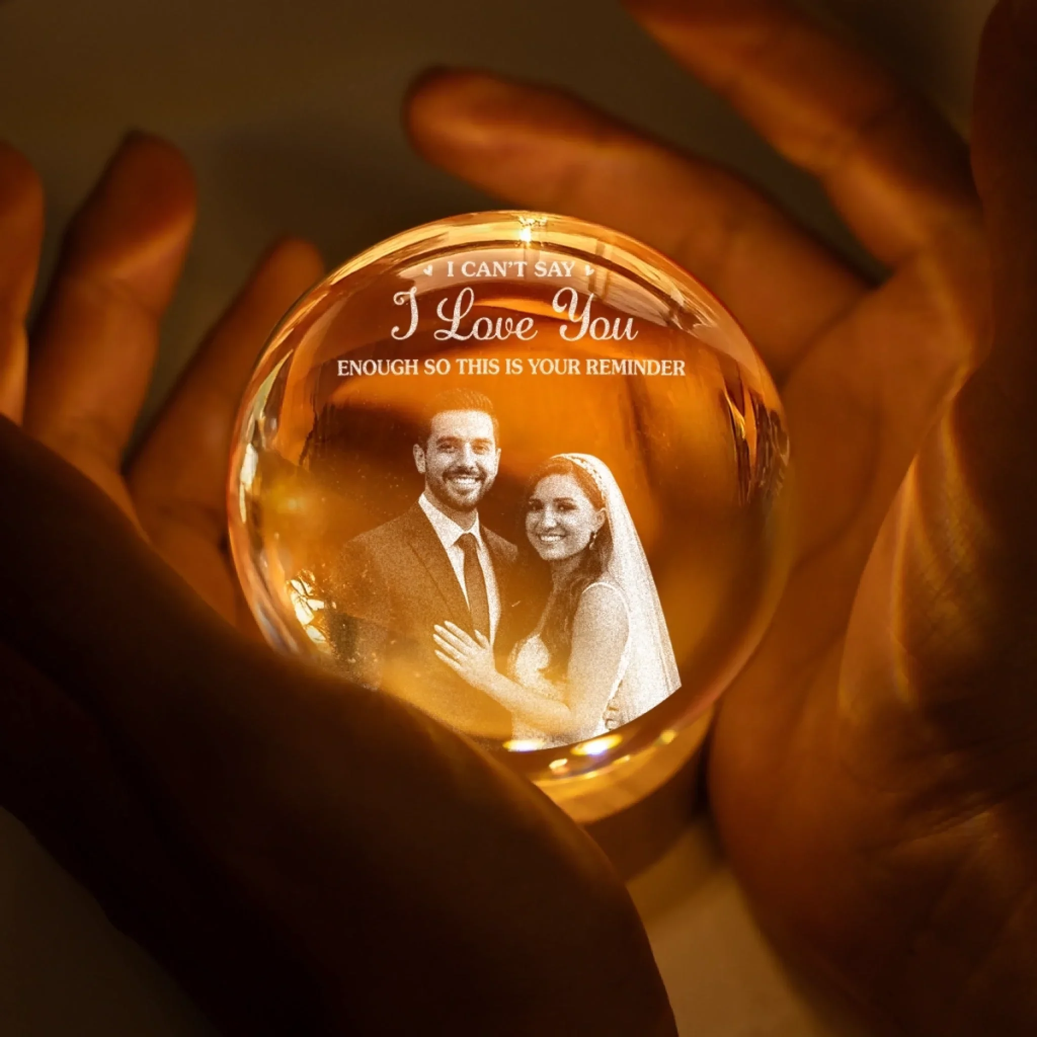 Custom Photo Crystal Globe Lamp - Personalized Anniversary Wedding Gifts For Husband And Wife, Him And Her - With You Feels Right - Image 4