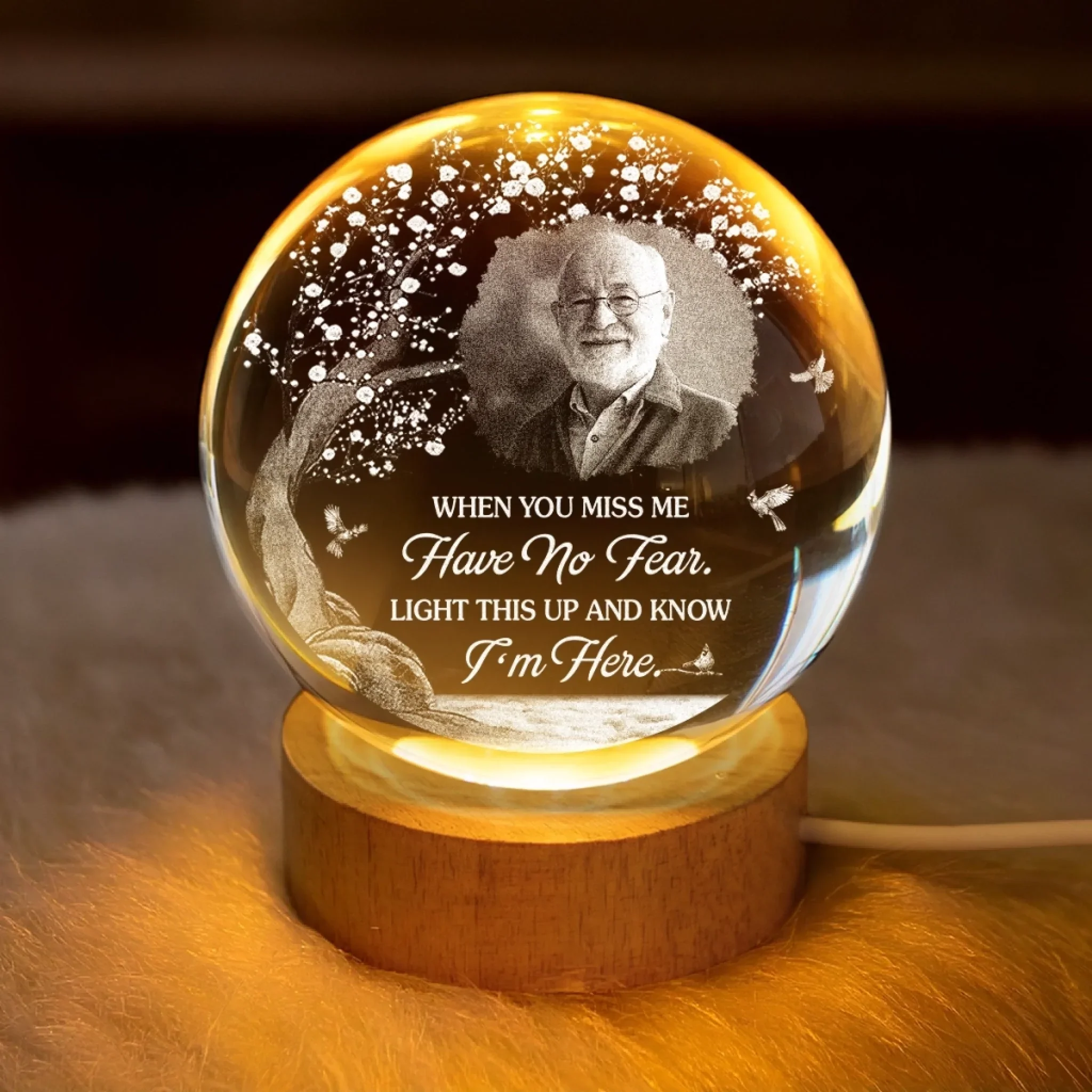 Custom Photo Crystal Globe Lamp - Personalized Memorial Sympathy Gifts For Loss Of Mom, Dad - A Love That Remains - Image 3