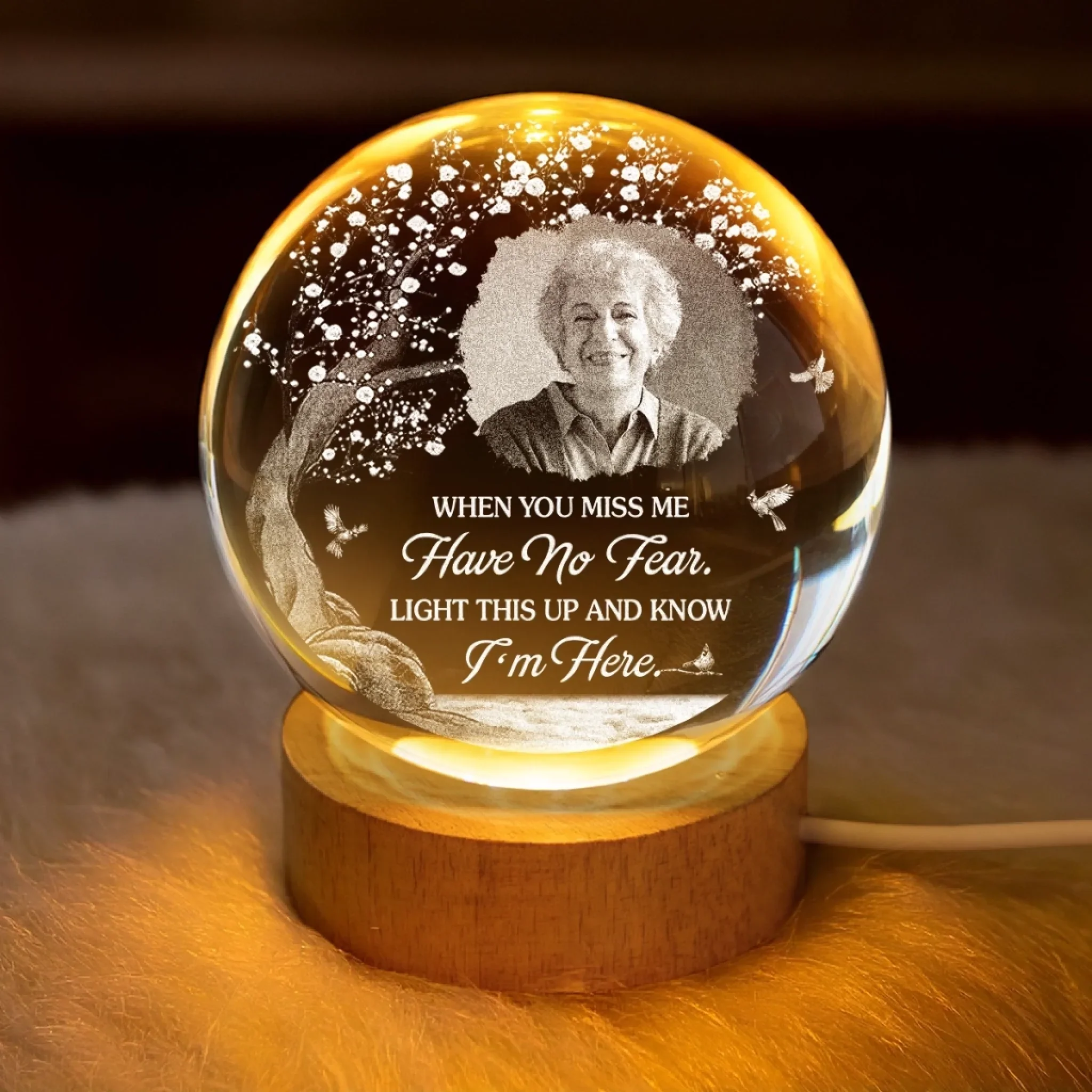 Custom Photo Crystal Globe Lamp - Personalized Memorial Sympathy Gifts For Loss Of Mom, Dad - Loved Beyond This Life - Image 3