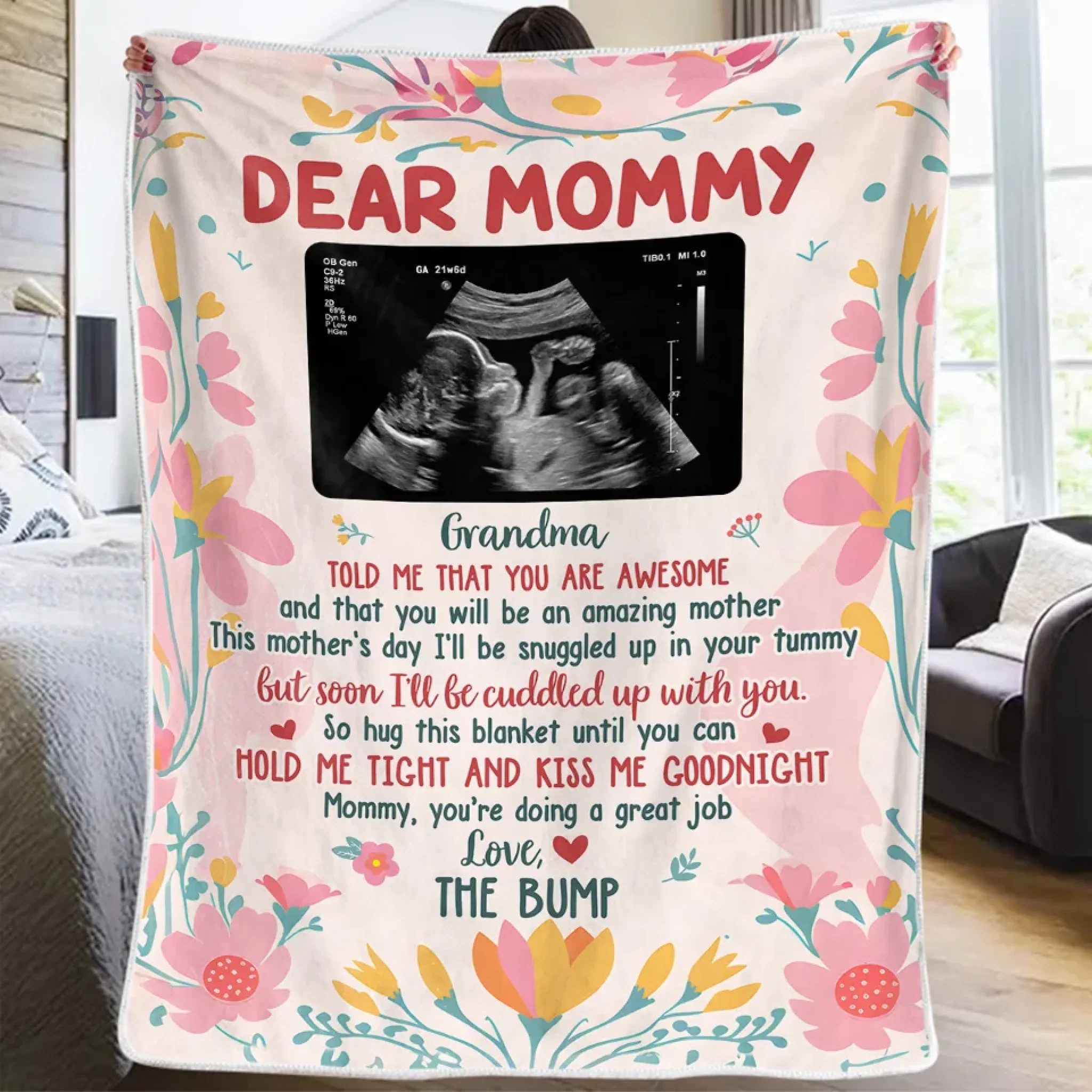 Custom Photo Cuddled Up With You, My Little Bump - Family Personalized Custom Blanket - Baby Shower Gift, Gift For First Mom - Image 3
