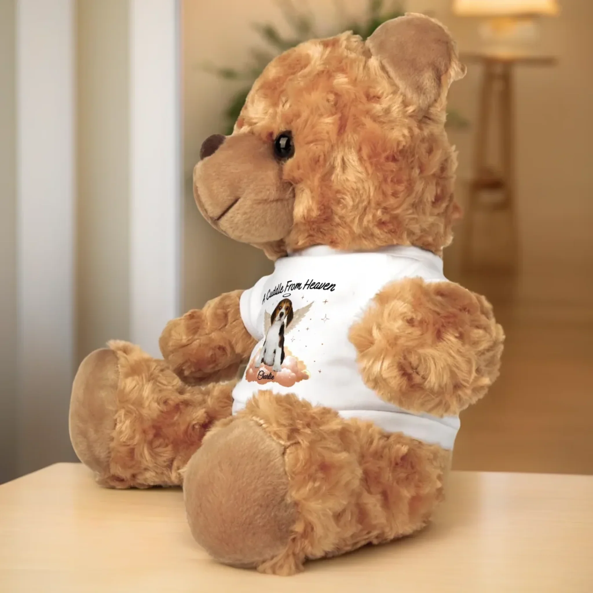 Custom Photo Cuddles From My Furry Guardian Angel - Memorial Personalized Custom Teddy Bear Plush - Sympathy Gift For Pet Owners, Pet Lovers - Image 5
