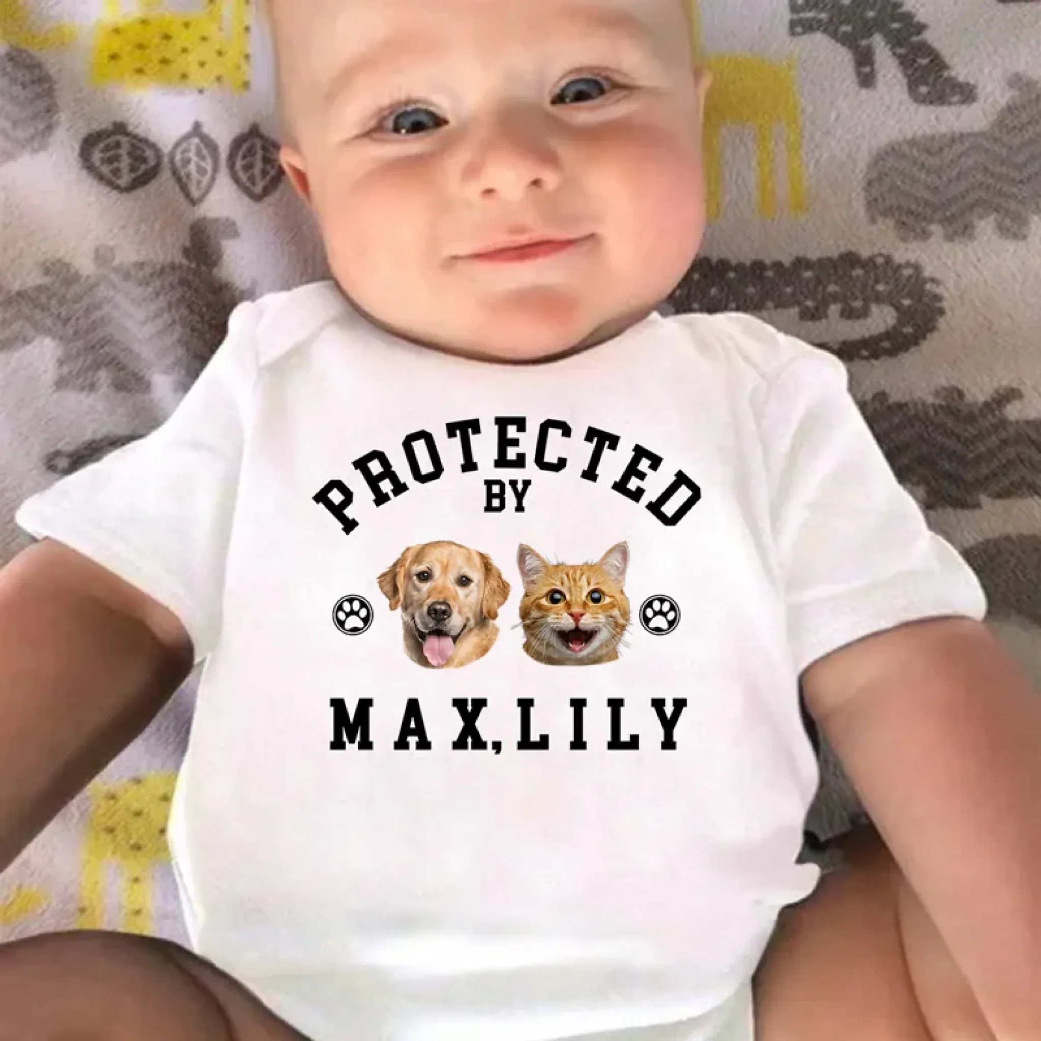 Custom Photo Cuteness Is Their Disguise - Dog & Cat Personalized Custom Baby Onesie - Baby Shower Gift, Gift For Pet Owners, Pet Lovers - Image 4