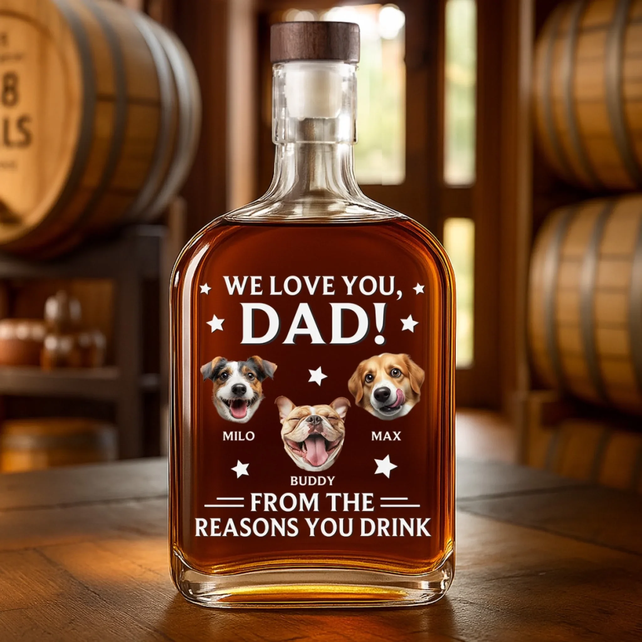 Custom Photo Dad Fuel Courtesy Of Your Pack - Dog & Cat Personalized Custom Whiskey Bottle - Father's Day,  Gift For Dad, Pet Owners, Pet Lovers - Image 4