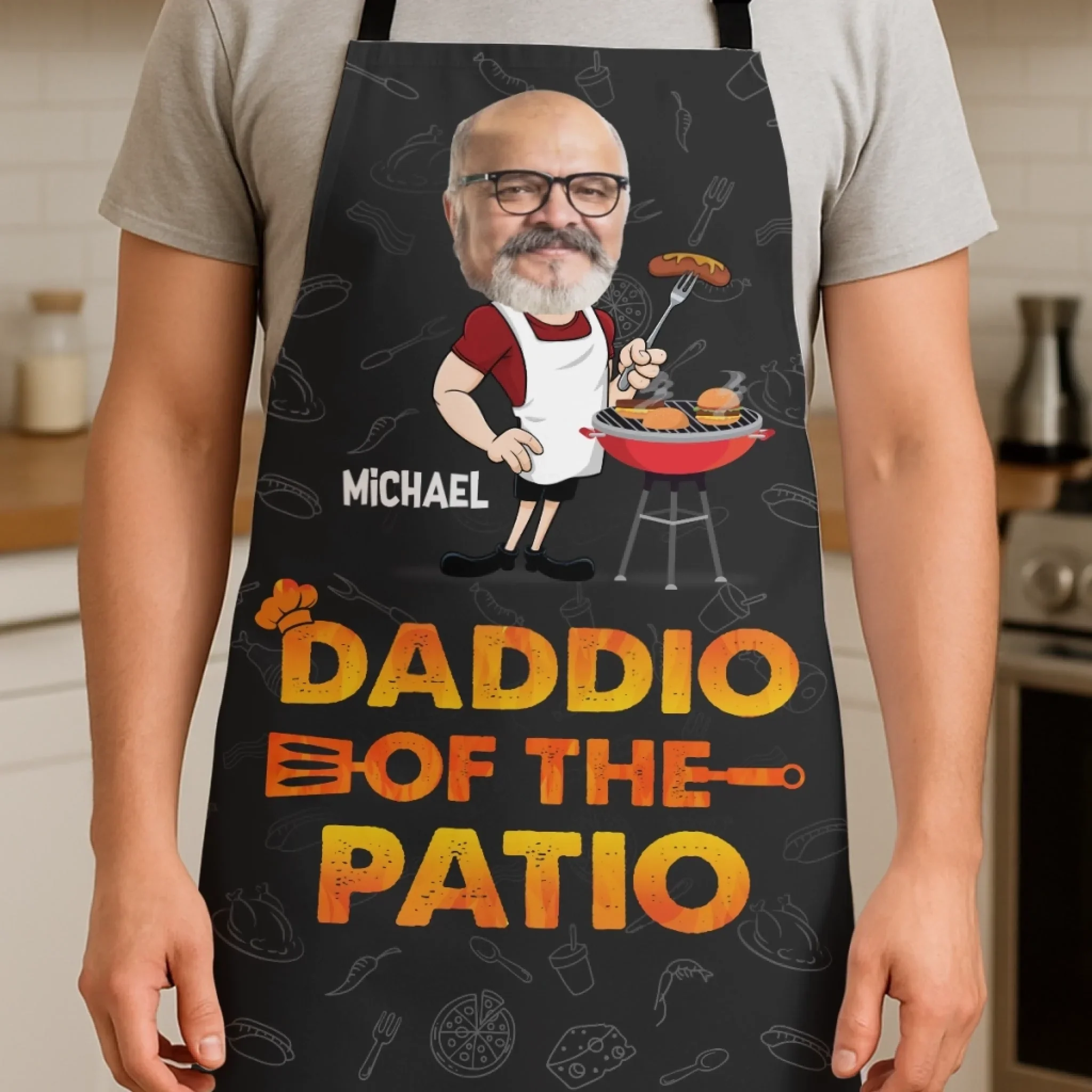 Custom Photo Daddio Of The Patio - Family Personalized Custom Apron - Father's Day, Gift For Dad, Grandpa - Image 4