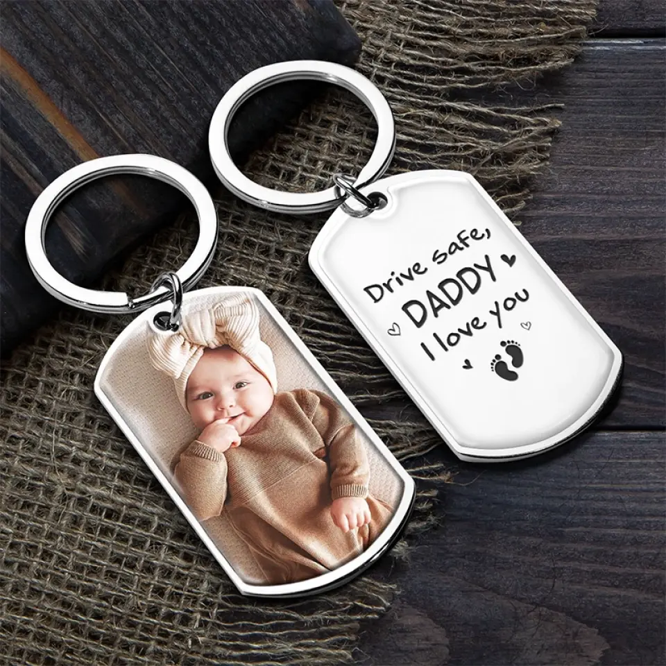 Custom Photo Daddy, Your Safety Is Priority - Family Personalized Custom Keychain - Father's Day, Birthday Gift For First Dad - Image 4