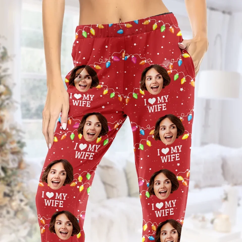 Custom Photo Dear Santa, I Don't Need Anything But This - Couple Personalized Custom Pajama Pants - Christmas Gift For Husband Wife, Anniversary - Image 2