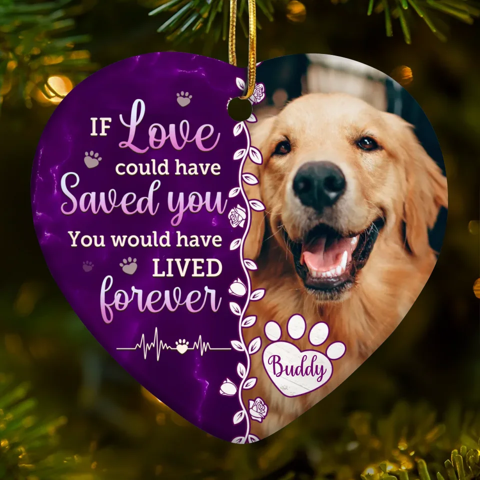 Custom Photo Death Ends A Life, Not A Relationship - Memorial Personalized Custom Ornament - Ceramic Heart Shaped - Christmas Gift, Sympathy Gift For Pet Owners, Pet Lovers - Image 2