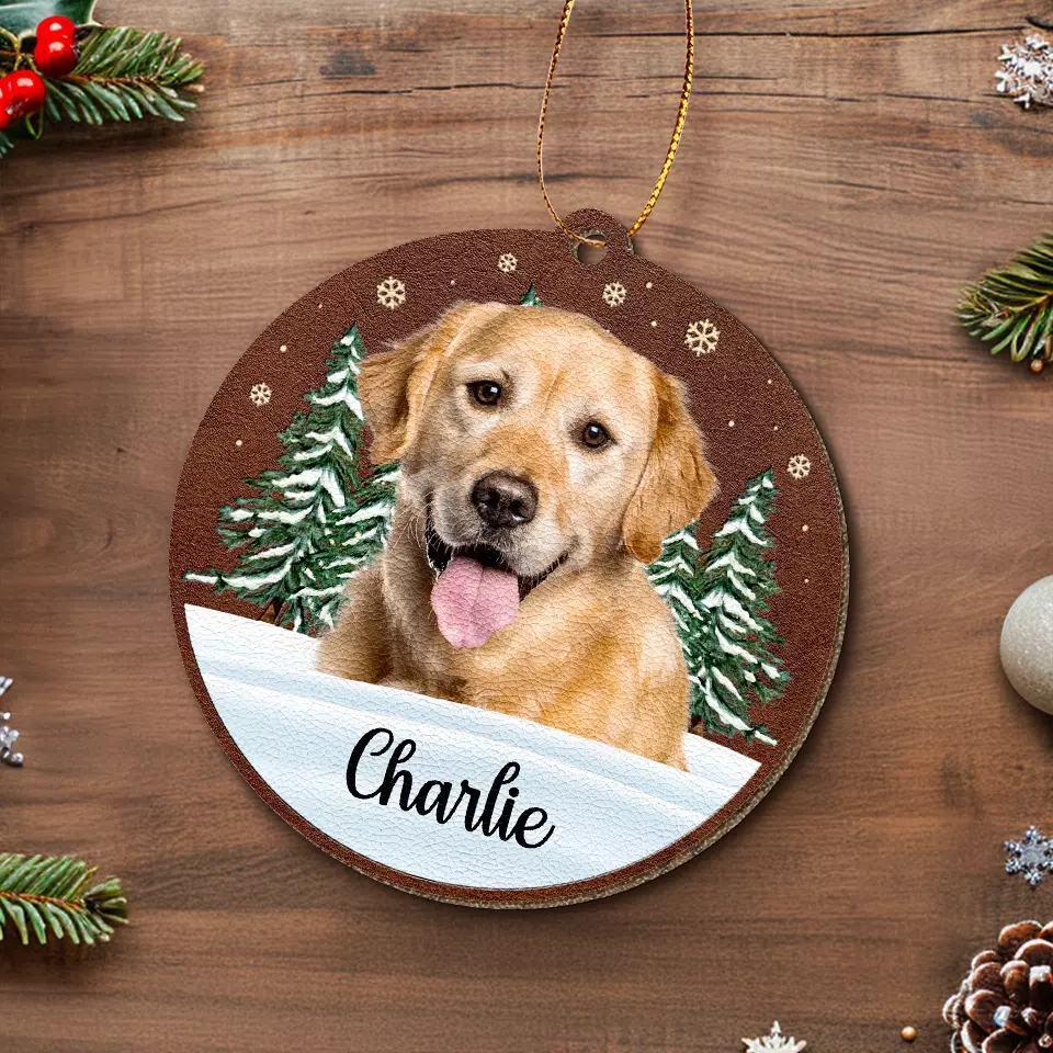 Custom Photo Dogs Leave Their Paw Prints On Our Hearts - Memorial Personalized Custom Leather Ornament - Christmas Gift, Sympathy Gift For Pet Owners, Pet Lovers - Image 4