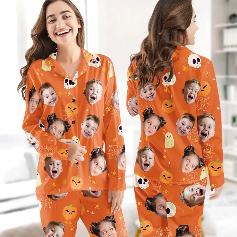 Custom Photo Double, Double Toil And Trouble - Family Personalized Custom Pajamas - Halloween Gift For Family Members - Image 4