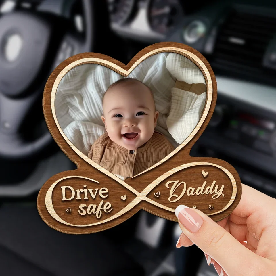 Custom Photo Drive Safe, I Love You - Family Personalized Custom Car Visor Clip - Christmas Gift For Family Members - Image 3