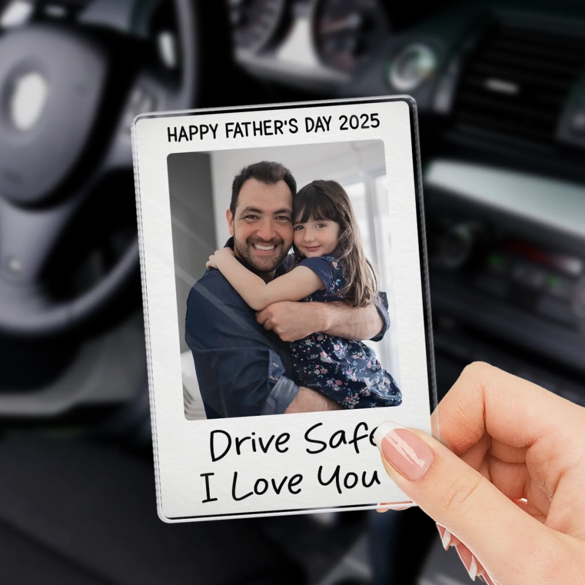 Custom Photo Drive Safe We Love You - Family Personalized Custom Acrylic Car Visor Clip - Father's Day, Gift For Dad, Grandpa - Image 3