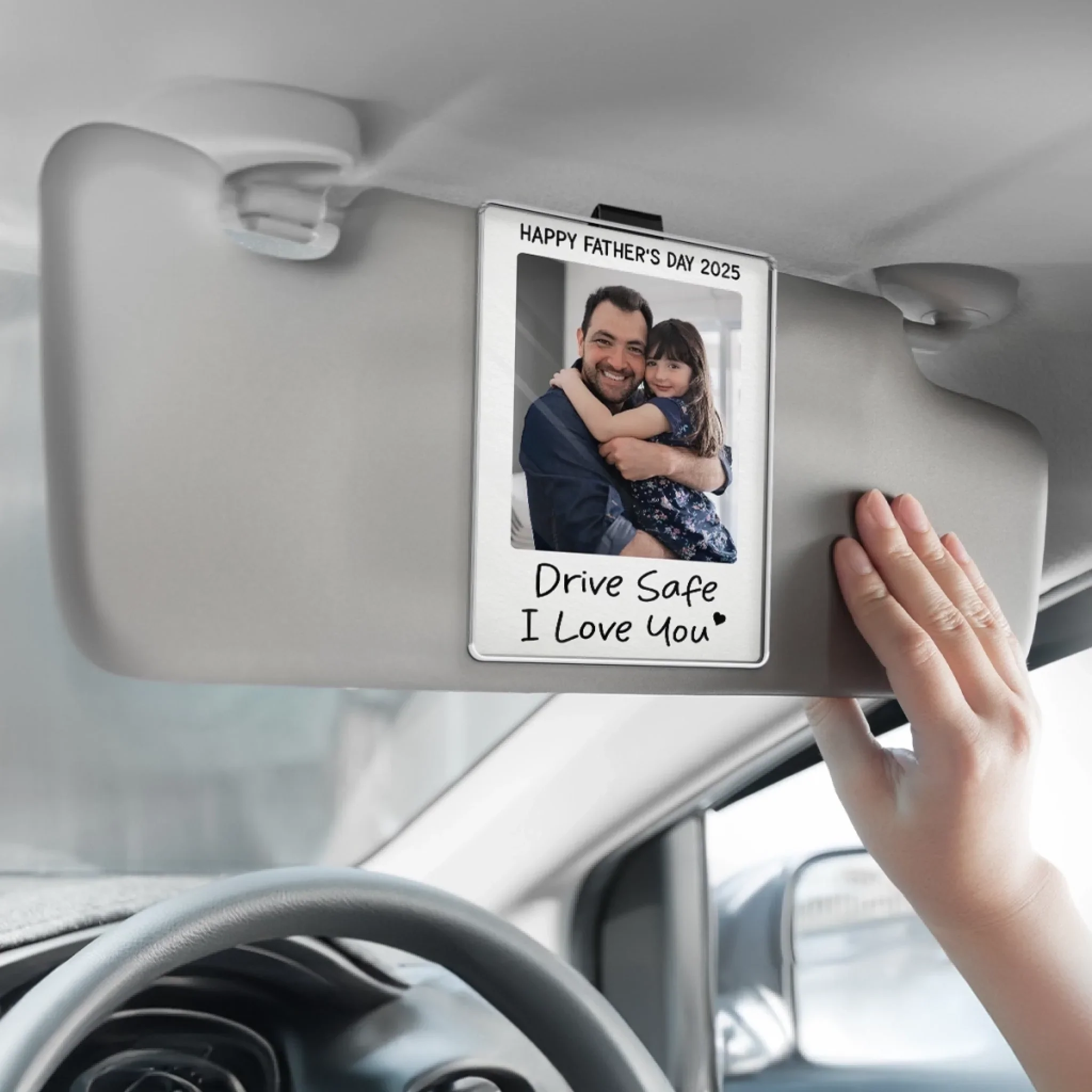 Custom Photo Drive Safe We Love You - Family Personalized Custom Acrylic Car Visor Clip - Father's Day, Gift For Dad, Grandpa - Image 4
