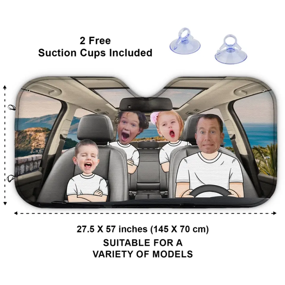 Custom Photo Driving Together, Bonding Forever - Family Personalized Custom Auto Windshield Sunshade, Car Window Protector - Gift For Family Members - Image 3