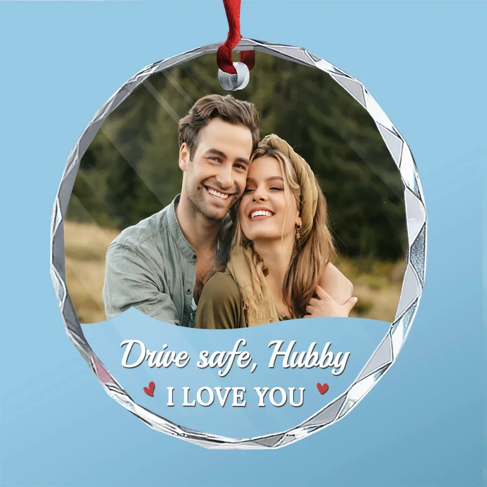 Custom Photo Every Mile, My Love Is With You - Couple Personalized Custom Round Glass Ornament Car Hanger - Gift For Husband Wife, Anniversary - Image 3