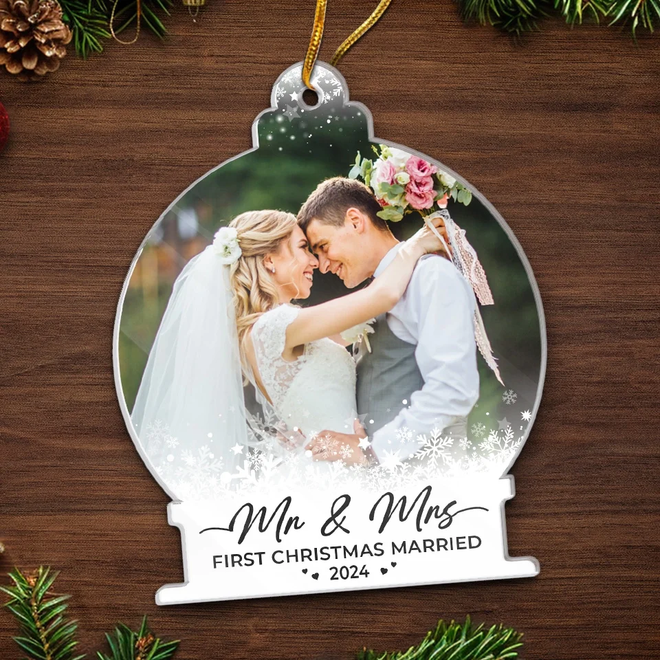Custom Photo Falling In Love With You More Each Christmas - Couple Personalized Custom Ornament - Acrylic Custom Shaped - Christmas Gift For Husband Wife, Anniversary, First Christmas - Image 5