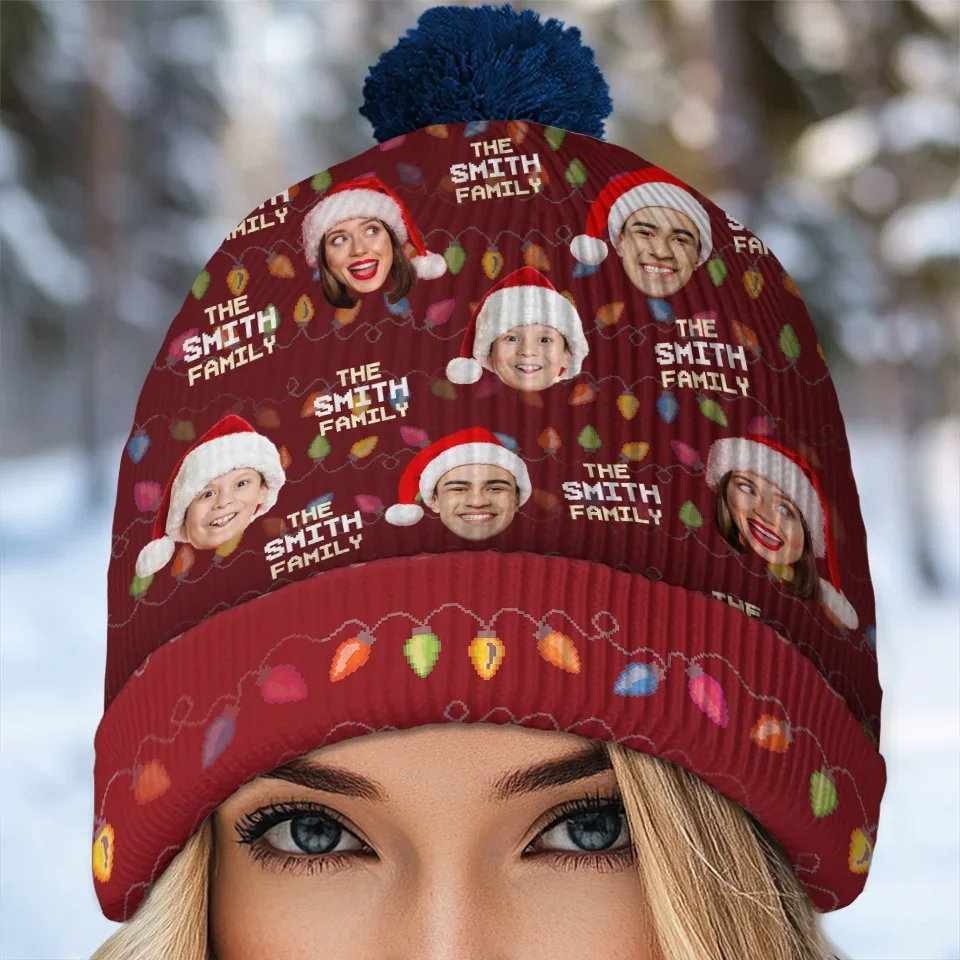 Custom Photo Family And Christmas Go Hand In Hand - Family Personalized Custom Christmas Beanie Hat - Christmas Gift For Family Members - Image 5