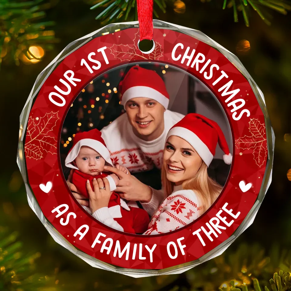 Custom Photo Family Is Where Life Begins And Love Never Ends - Family Personalized Custom Circle Glass Ornament - Christmas Gift For Family Members, First Christmas - Image 2