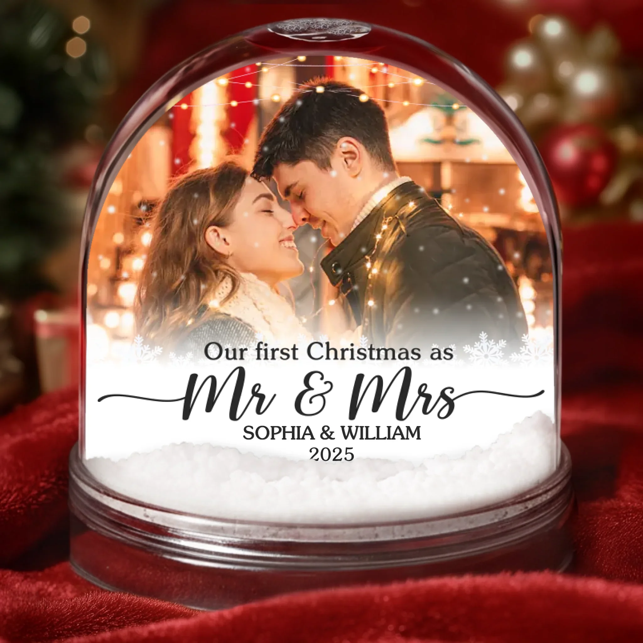 Custom Photo First Christmas Acrylic Snow Globe - Personalized  Anniversary Christmas Wedding Gifts For Husband And Wife, Him And Her - The Start Of Our Forever - Image 2