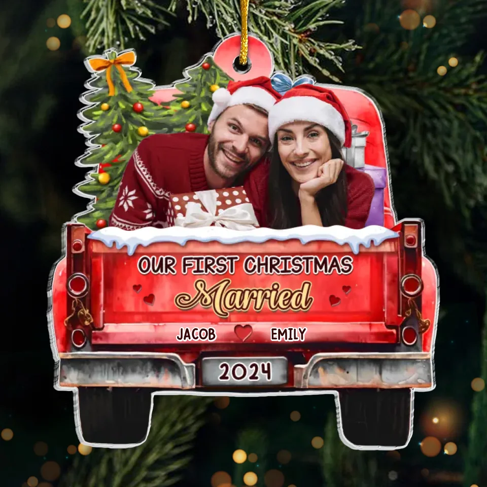 Custom Photo First Christmas, Endless Love - Couple Personalized Custom Ornament - Acrylic Custom Shaped - Christmas Gift For Husband Wife, Anniversary, First Christmas - Image 2