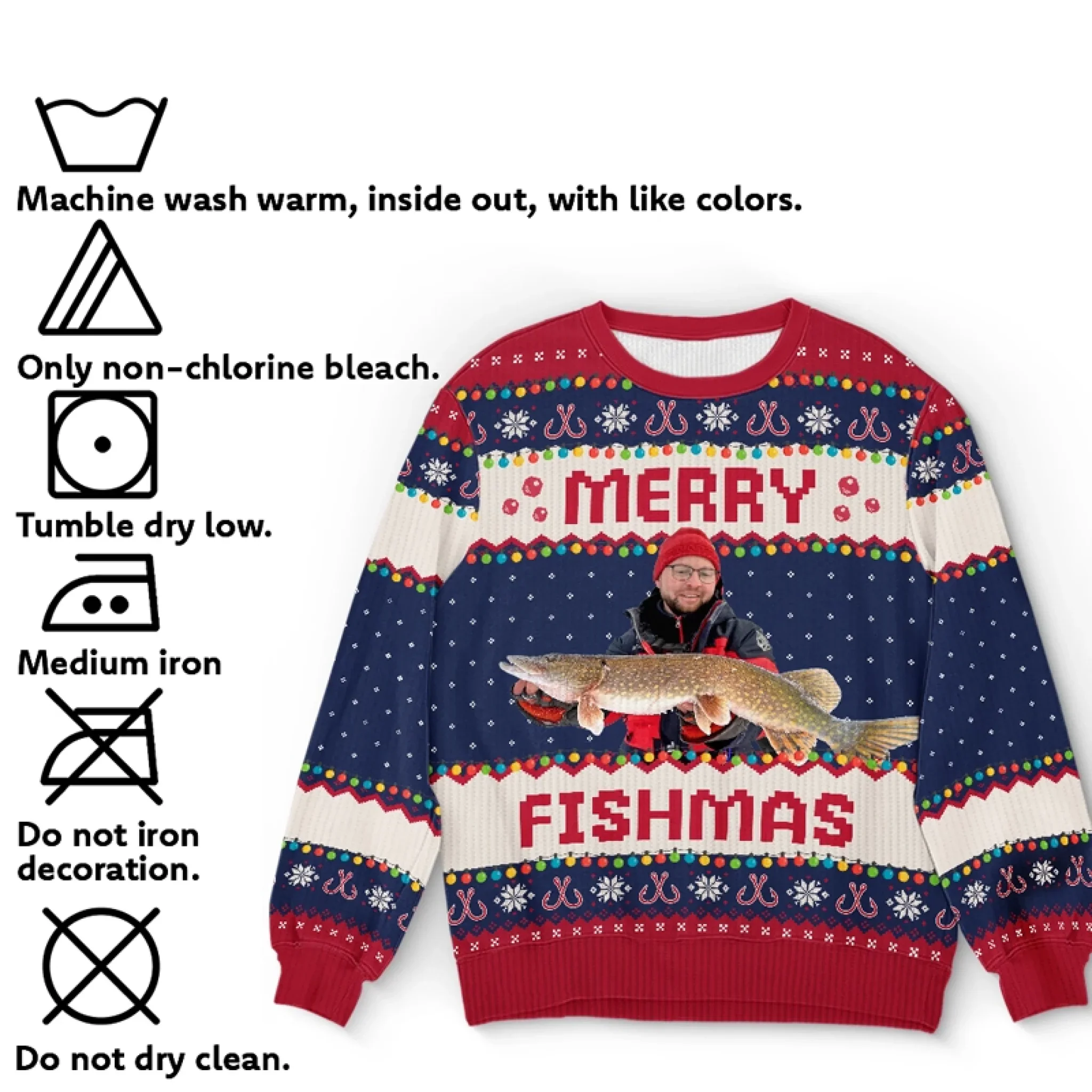 Custom Photo Unisex Ugly Sweatshirt - Personalized Christmas Birthday Gifts For Fisherman - Image 8