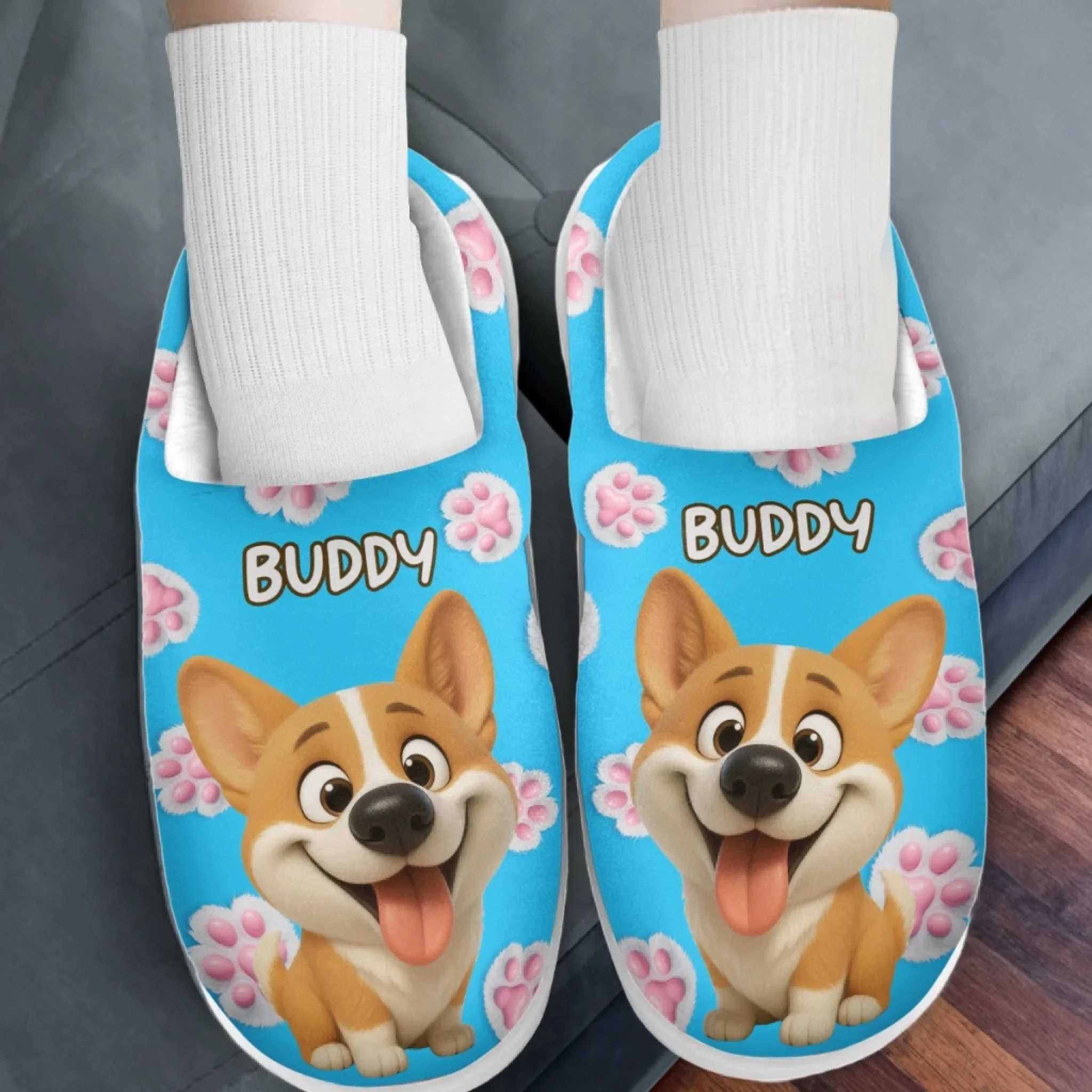 Custom Photo Fluffy Slippers - Personalized Birthday Gifts For Dog Cat Lovers, Dog Dad And Mom, Cat Owners - Happy Paws, Happy Feet - Image 3