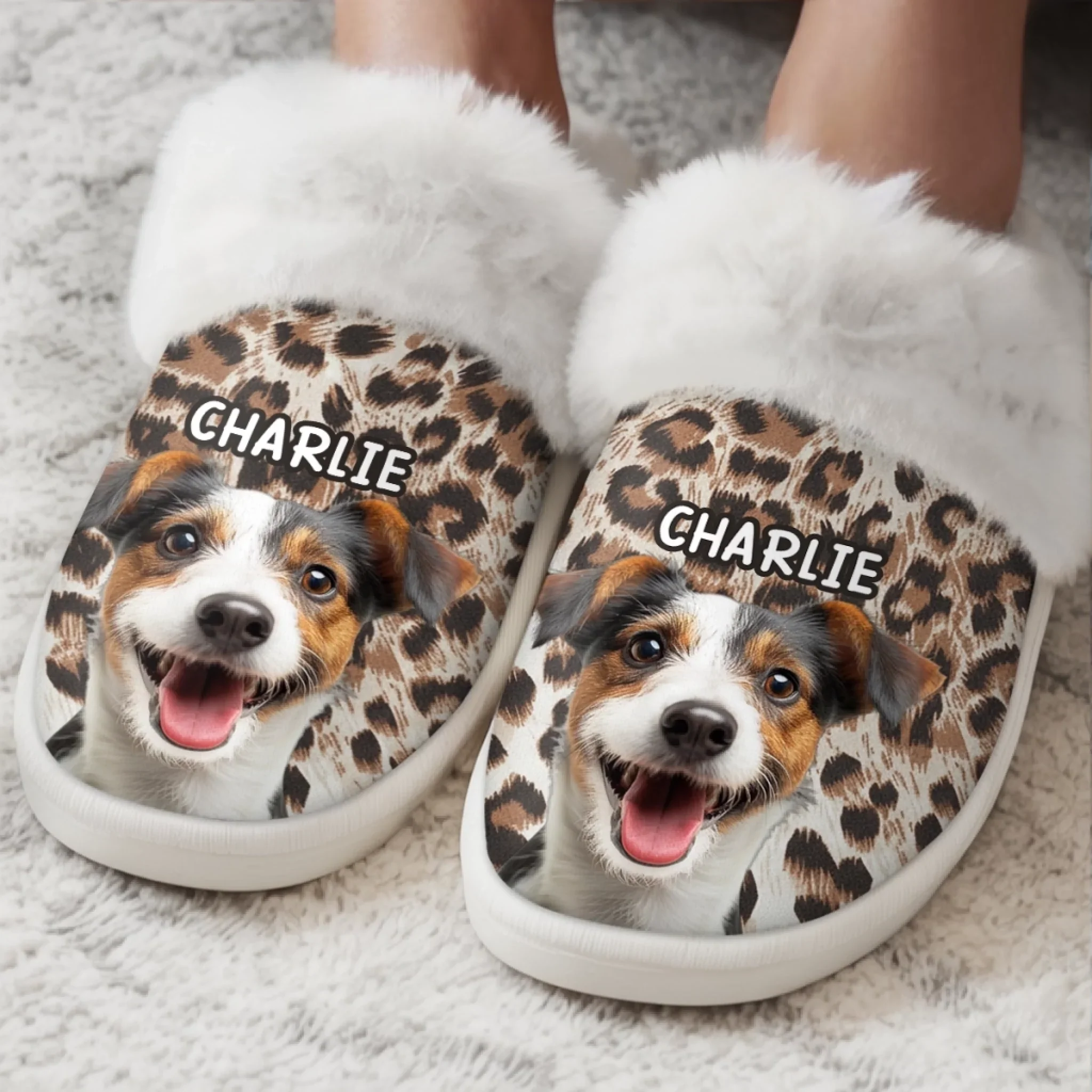 Custom Photo Fluffy Slippers With Fur Lining - Personalized Christmas Birthday Gifts For Dog Cat Lovers, Dog Dad And Mom, Cat Owners - Living My Best Paw Life - Image 4