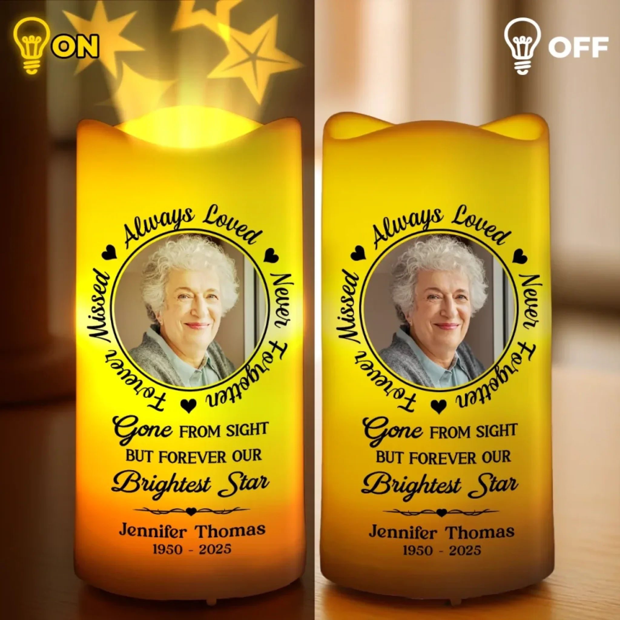 Custom Photo Forever A Light In Your Heart - Memorial Personalized Custom LED Projection Flameless Candle - Sympathy Gift For Family Members - Image 4