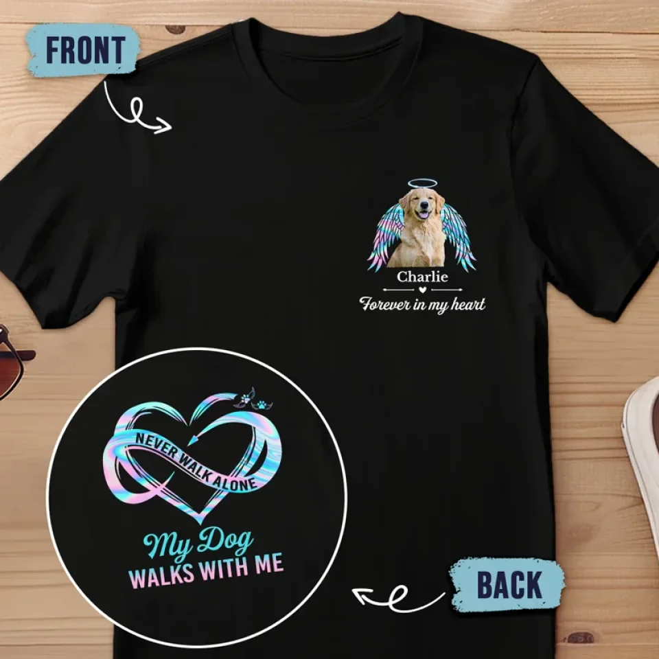 Custom Photo Forever In My Heart - Memorial Personalized Custom Back And Front Printed Unisex T-shirt - Sympathy Gift For Pet Owners, Pet Lovers - Image 3