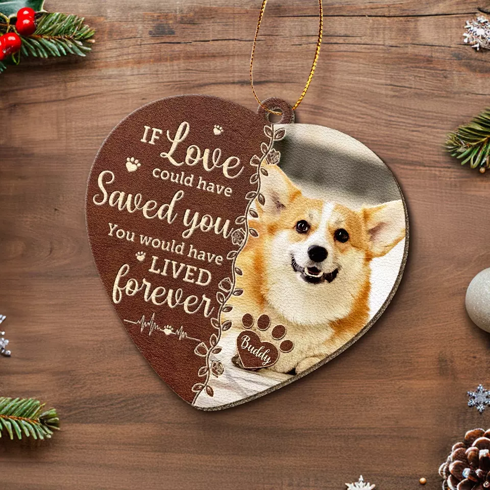 Custom Photo Forever In My Heart - Memorial Personalized Custom Leather Ornament - Christmas Gift, Sympathy Gift For Pet Owners, Pet Lovers - Image 4
