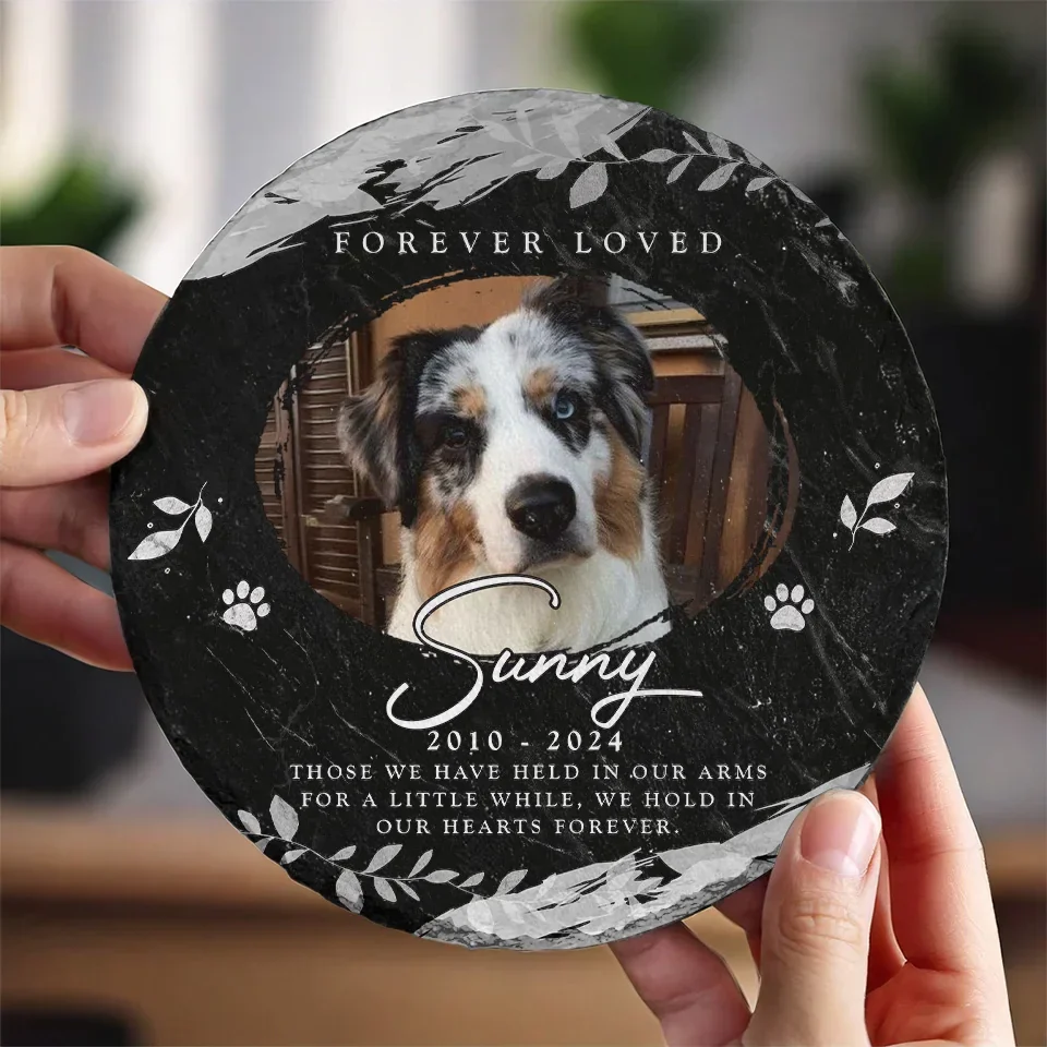 Custom Photo Forever In My Heart - Memorial Personalized Custom Round Shaped Stone With Stand - Sympathy Gift For Pet Owners, Pet Lovers - Image 4