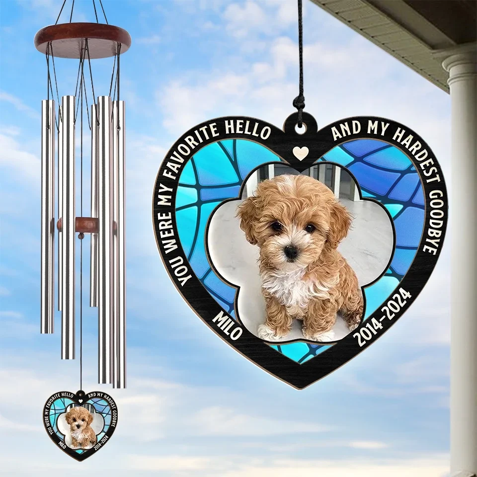 Custom Photo Forever In Our Hearts - Memorial Personalized Custom Wind Chime Suncatcher - Sympathy Gift, Christmas Gift For Pet Owners, Pet Lovers - Image 4