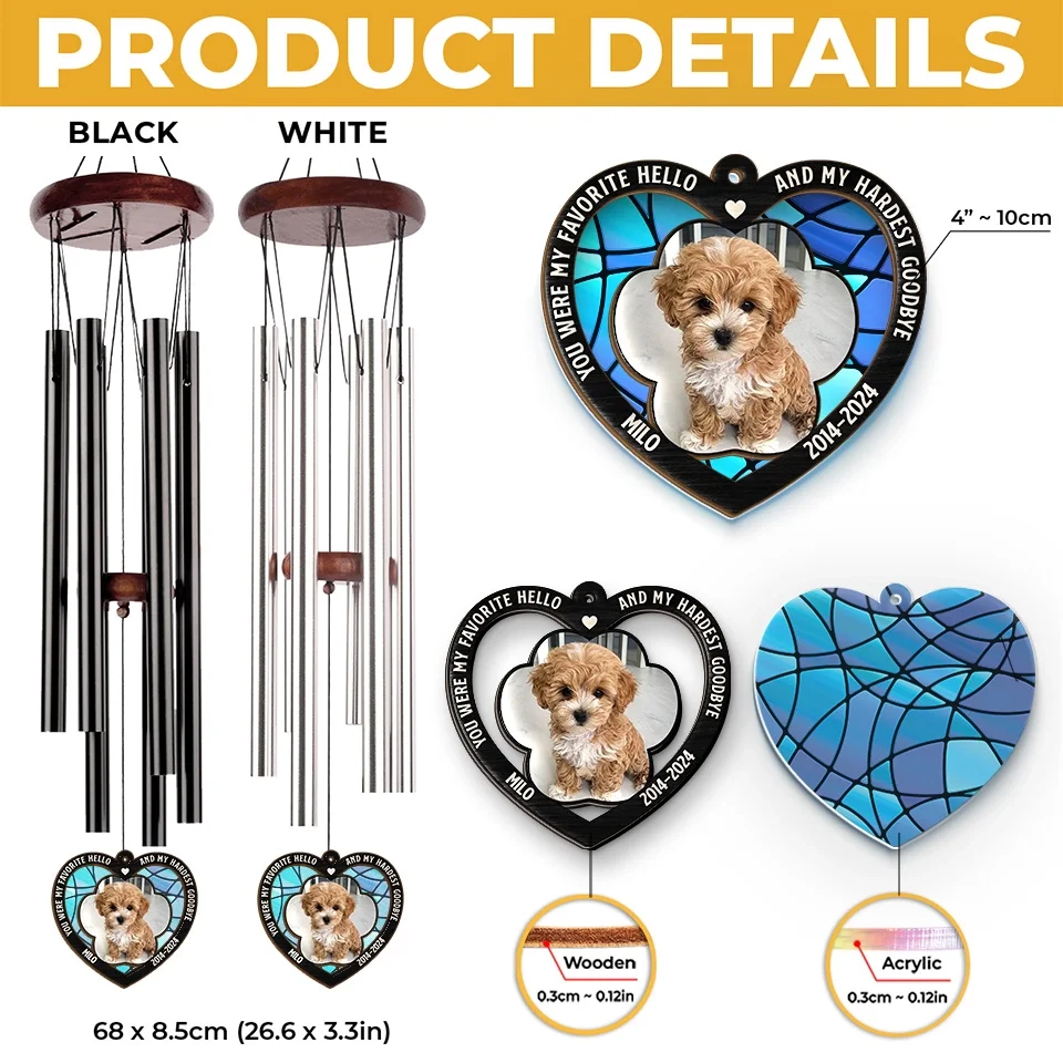 Custom Photo Forever In Our Hearts - Memorial Personalized Custom Wind Chime Suncatcher - Sympathy Gift, Christmas Gift For Pet Owners, Pet Lovers - Image 6