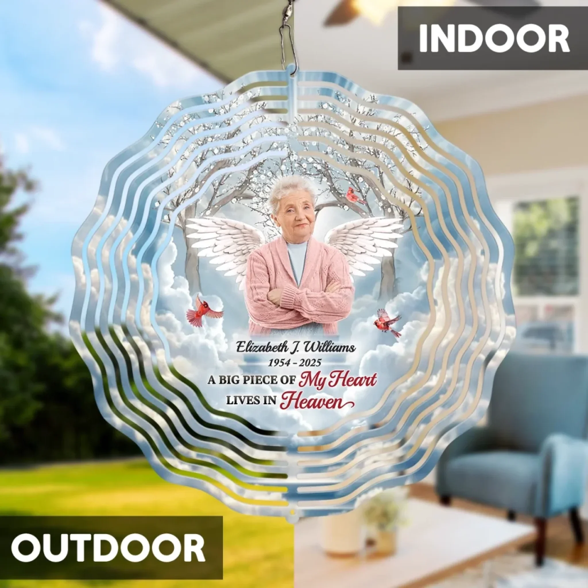 Custom Photo Forever Loved, Never Forgotten - Memorial Personalized Custom Wind Spinner - Sympathy Gift For Family Members - Image 4