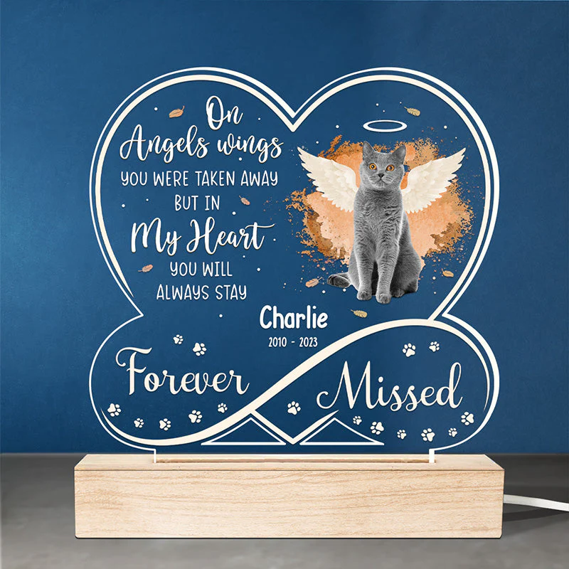 Custom Photo Forever Missed - Memorial Personalized Custom Infinity Heart Shaped 3D LED Light - Sympathy Gift For Pet Owners, Pet Lovers - Image 2