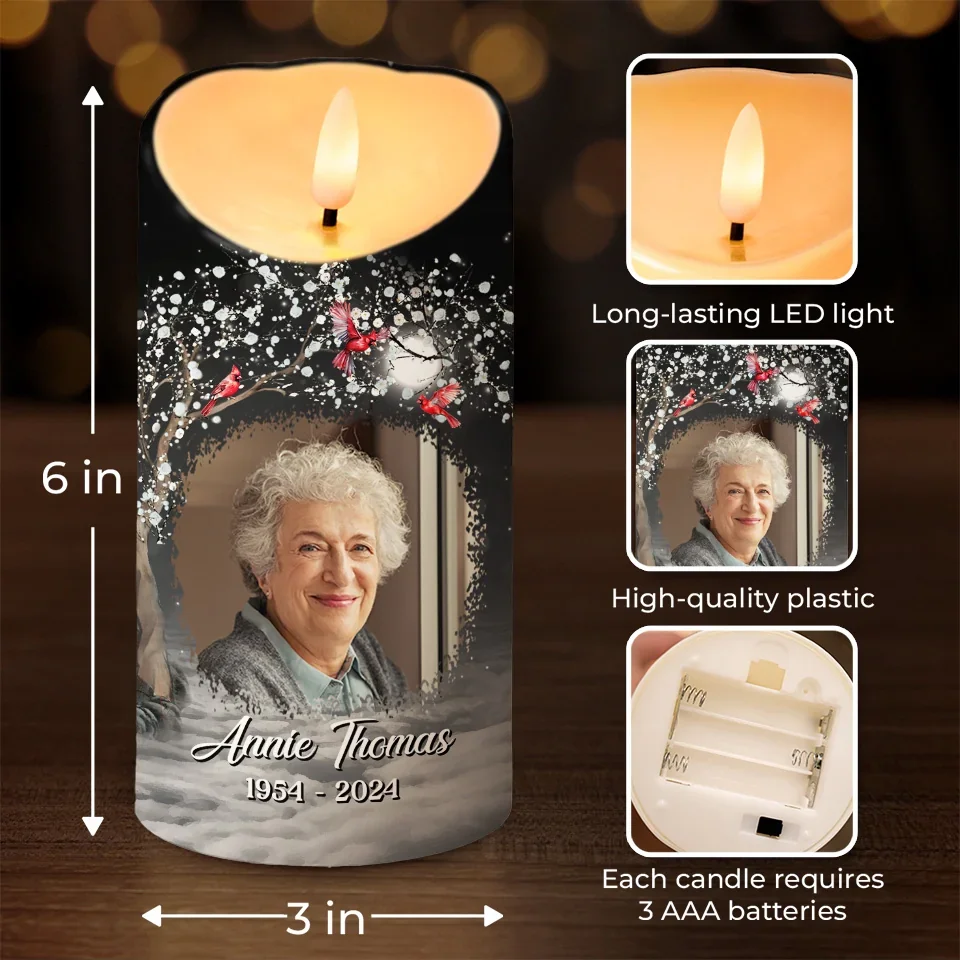 Custom Photo Forever Remembered, Always Loved - Memorial Personalized Custom LED Candle - Sympathy Gift, Christmas Gift For Family Members - Image 4