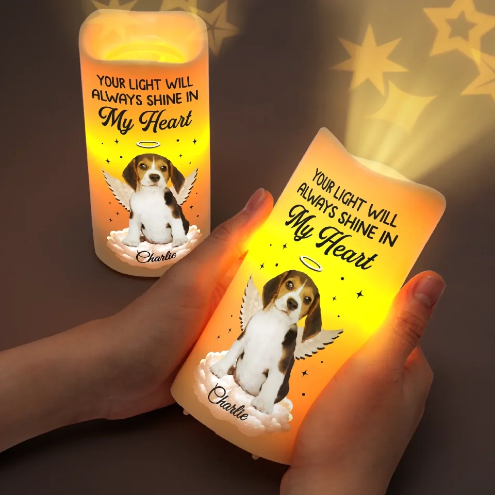 Custom Photo Forever Shining, Forever Loved - Memorial Personalized Custom LED Projection Flameless Candle - Sympathy Gift For Pet Owners, Pet Lovers - Image 3