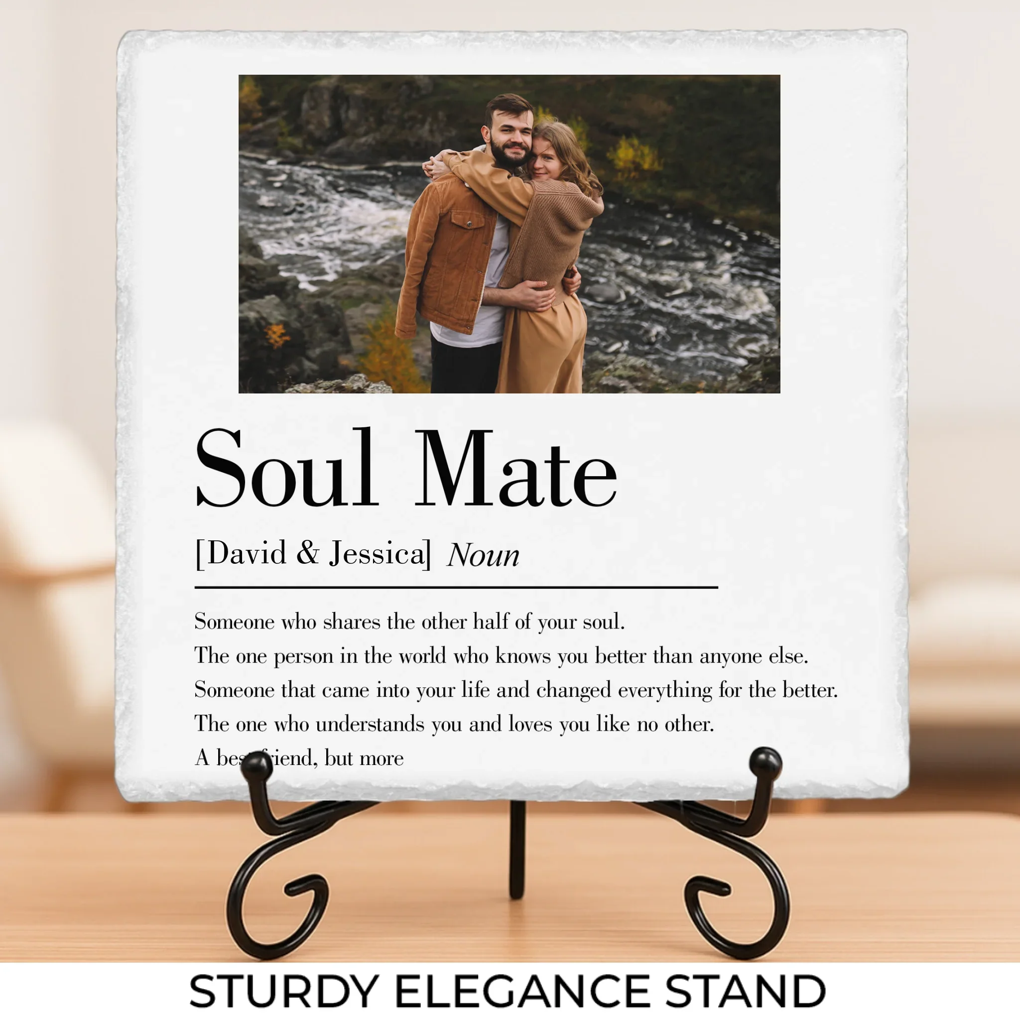 Custom Photo Forever Starts Here - Couple Personalized Custom Square Shaped Stone With Stand - Gift For Husband Wife, Anniversary - Image 2