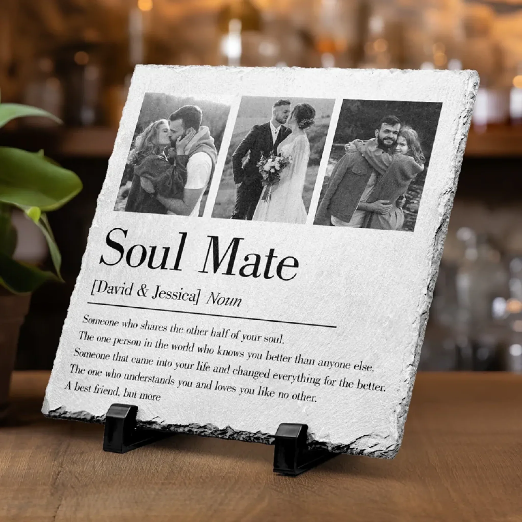 Custom Photo Forever Starts Here - Couple Personalized Custom Square Shaped Stone With Stand - Gift For Husband Wife, Anniversary - Image 3