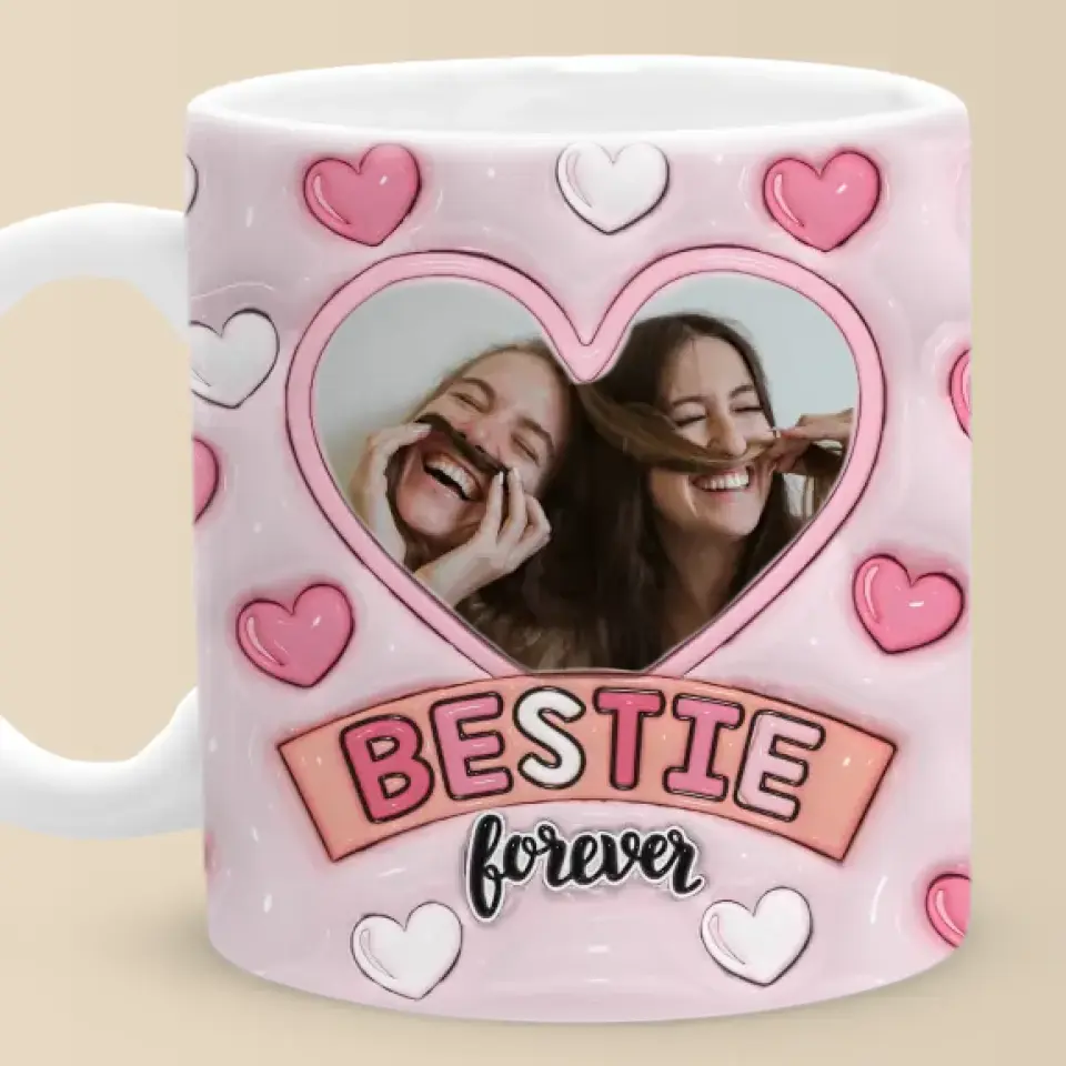 Custom Photo Friends Are The Family You Choose - Bestie Personalized Custom 3D Inflated Effect Printed Mug - Gift For Best Friends, BFF, Sisters - Image 2