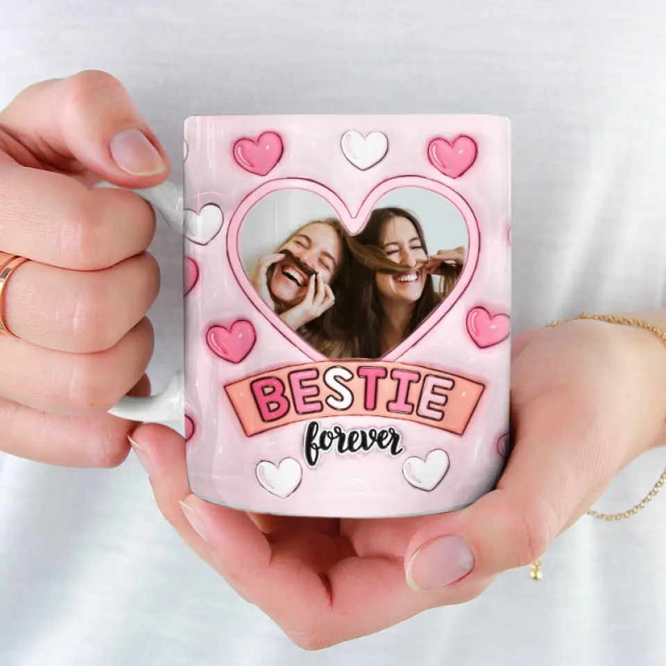 Custom Photo Friends Are The Family You Choose - Bestie Personalized Custom 3D Inflated Effect Printed Mug - Gift For Best Friends, BFF, Sisters - Image 3