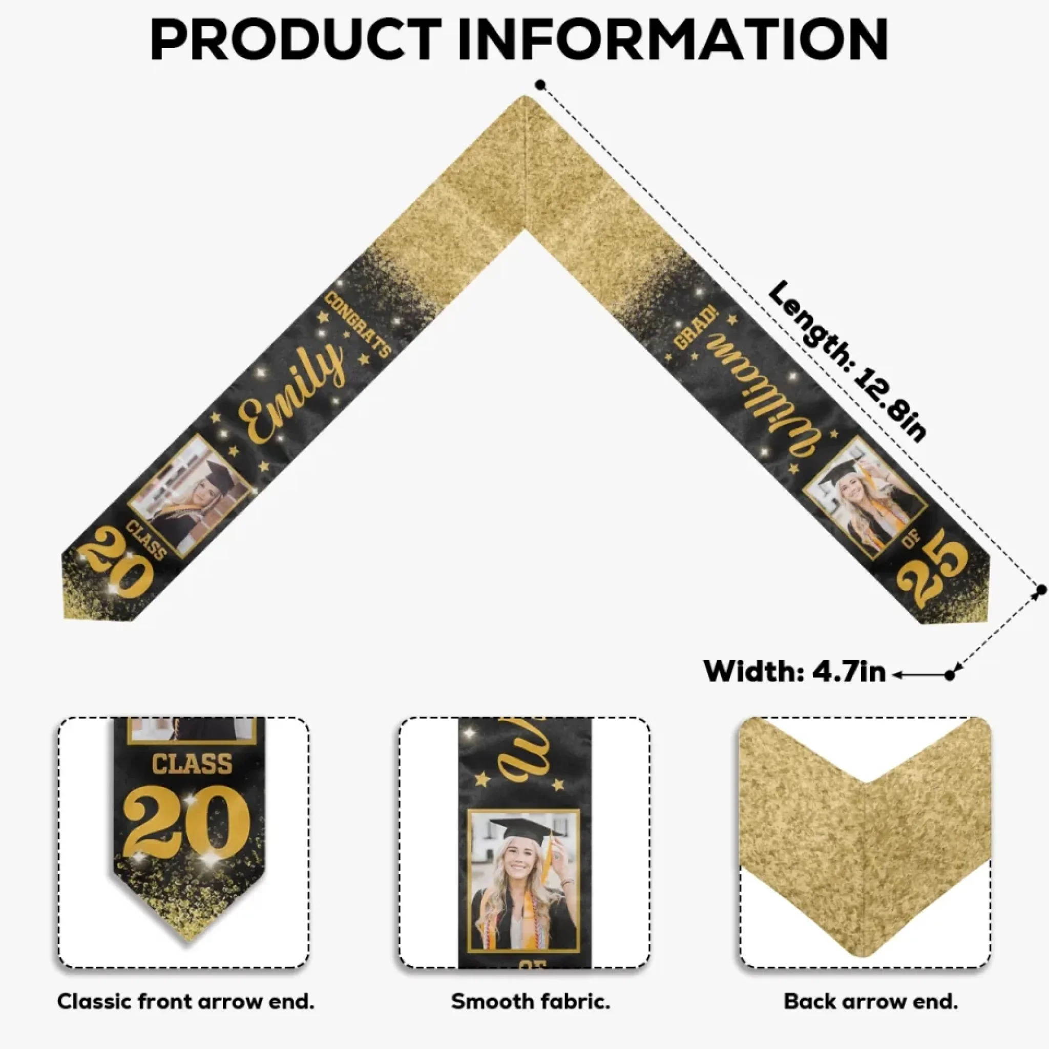 Custom Photo From Dreams To Degrees Congrats Grad - Family Personalized Custom Triangle Graduation Stole - Graduation Gift For Family Members, Siblings, Brothers, Sisters - Image 4