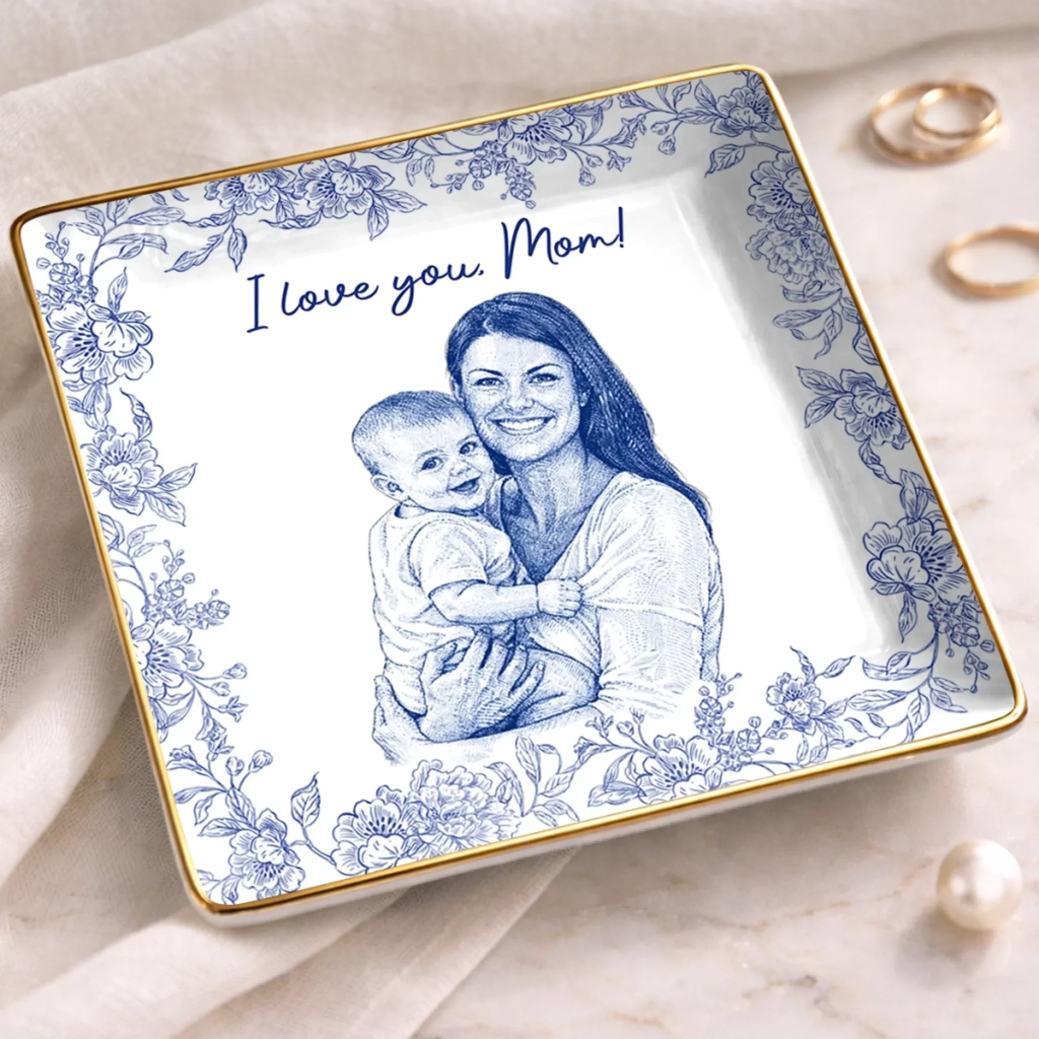 Custom Photo Full-Print Jewelry Dish - Personalized Baby Shower, Gender Reveal Gifts For New Moms, New Parents - First Time Mom Forever Love - Image 5