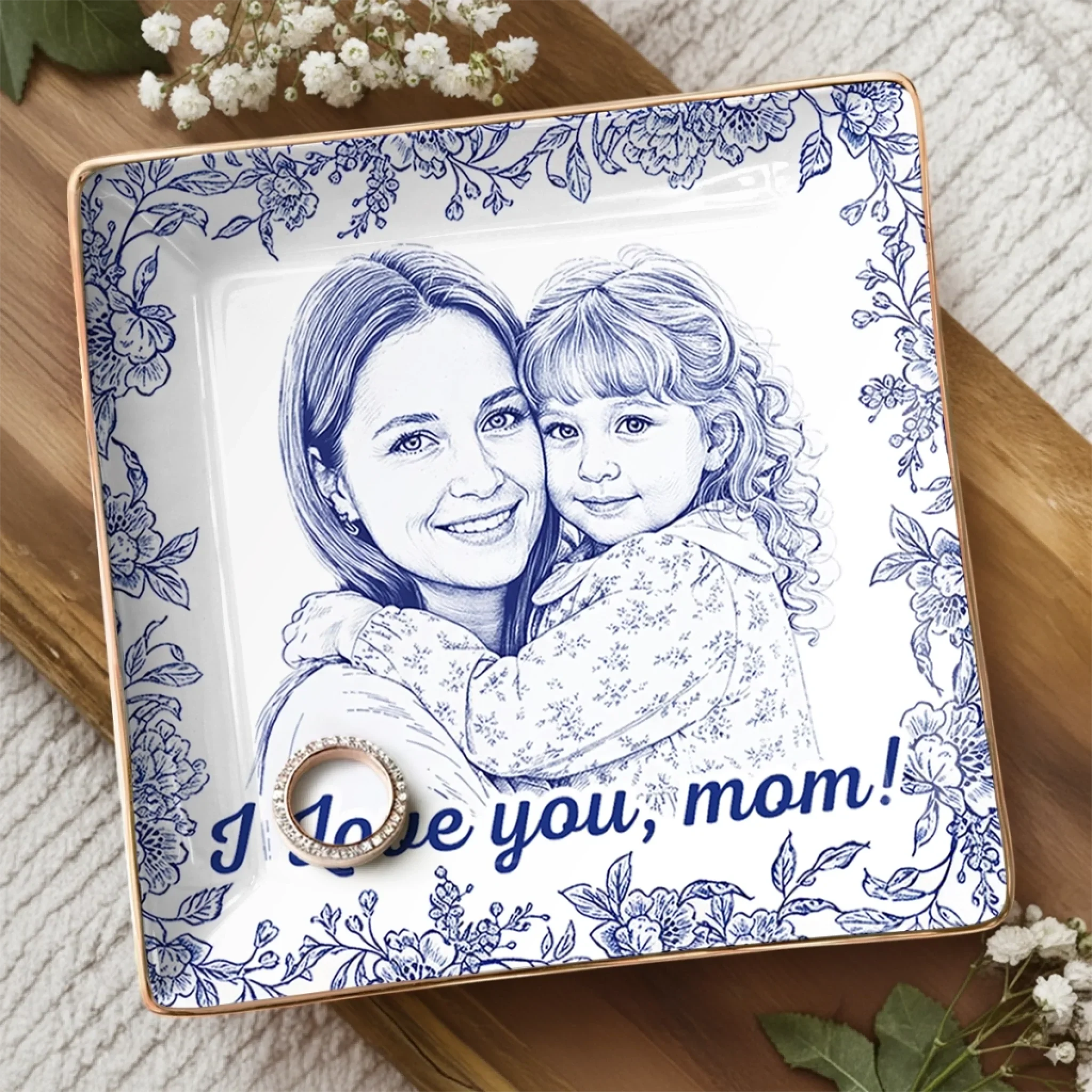 Custom Photo Full-Print Jewelry Dish - Personalized Mother's Day Gifts For Mom, Grandma - Holding Memories Close - Image 4