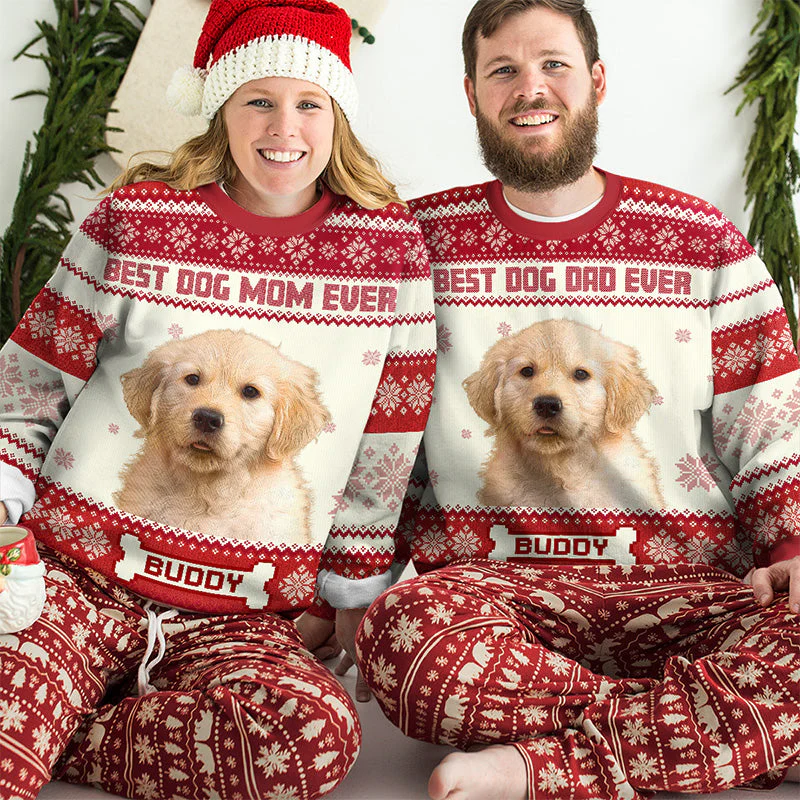 Custom Photo Full Time Dog Mama - Dog & Cat Personalized Custom Ugly Sweatshirt - Unisex Wool Jumper - Christmas Gift For Pet Owners, Pet Lovers - Image 4