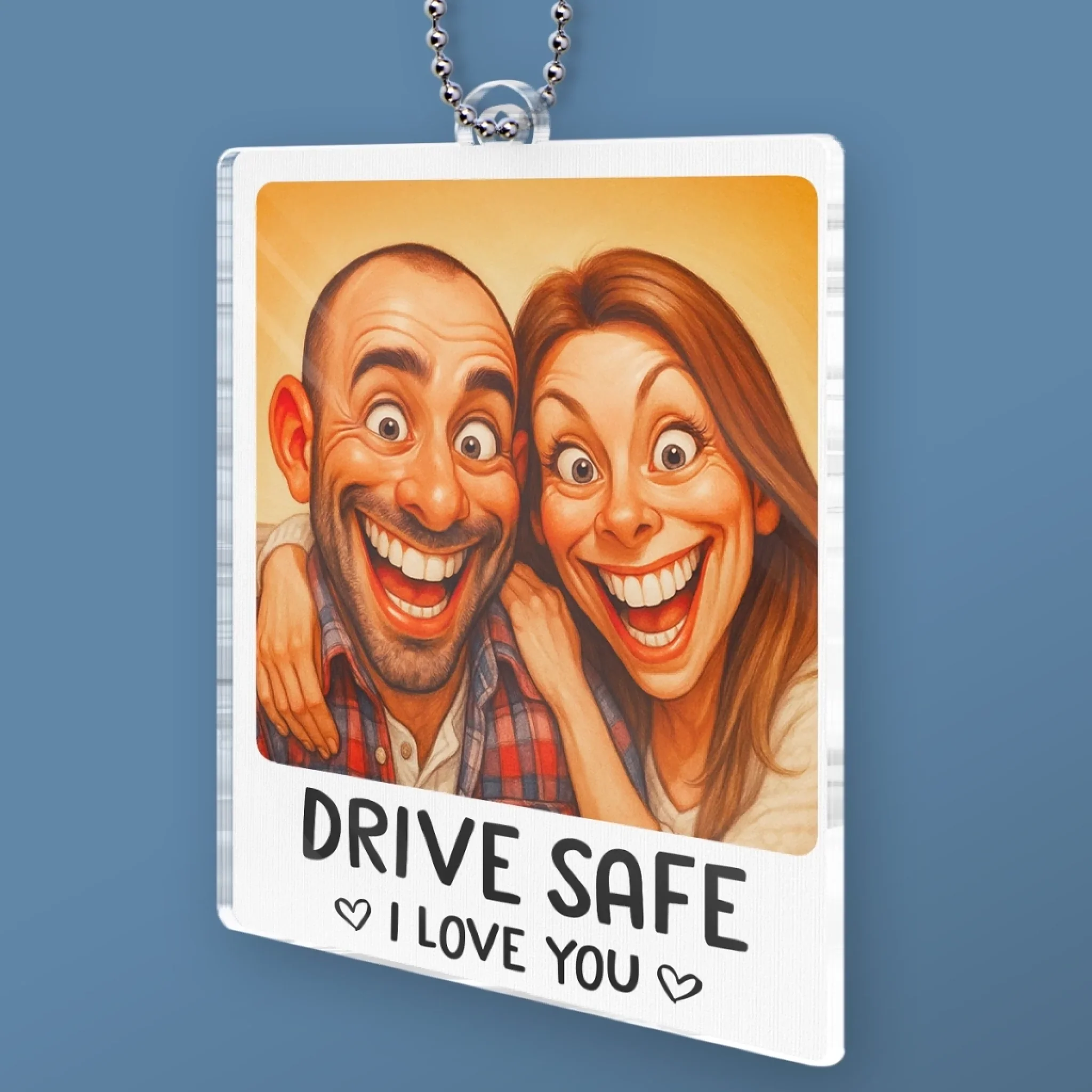 Custom Photo Funny Caricature Acrylic Car Ornament - Personalized Anniversary Wedding Gifts For Husband And Wife, Him And Her - Safe Driver, Happy Lover - Image 3