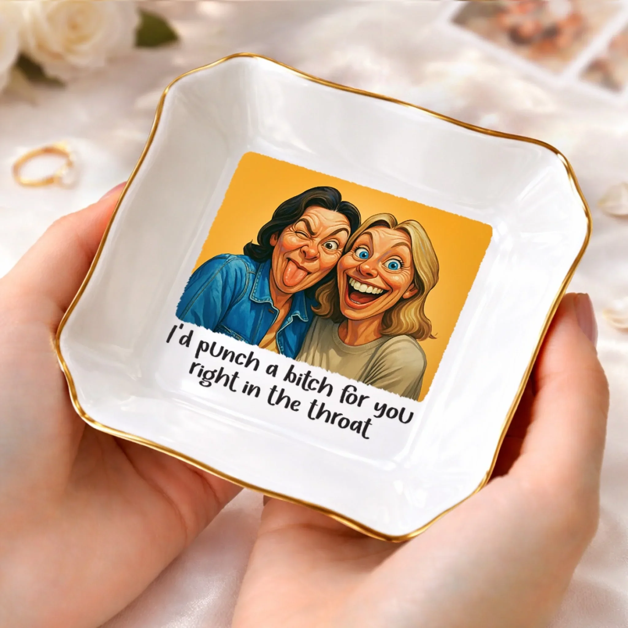 Custom Photo Funny Caricature Jewelry Dish - Personalized Best Friend Birthday Gifts For Women, Besties, Sisters, BFF - A Little Crazy, A Lot Of Love - Image 5