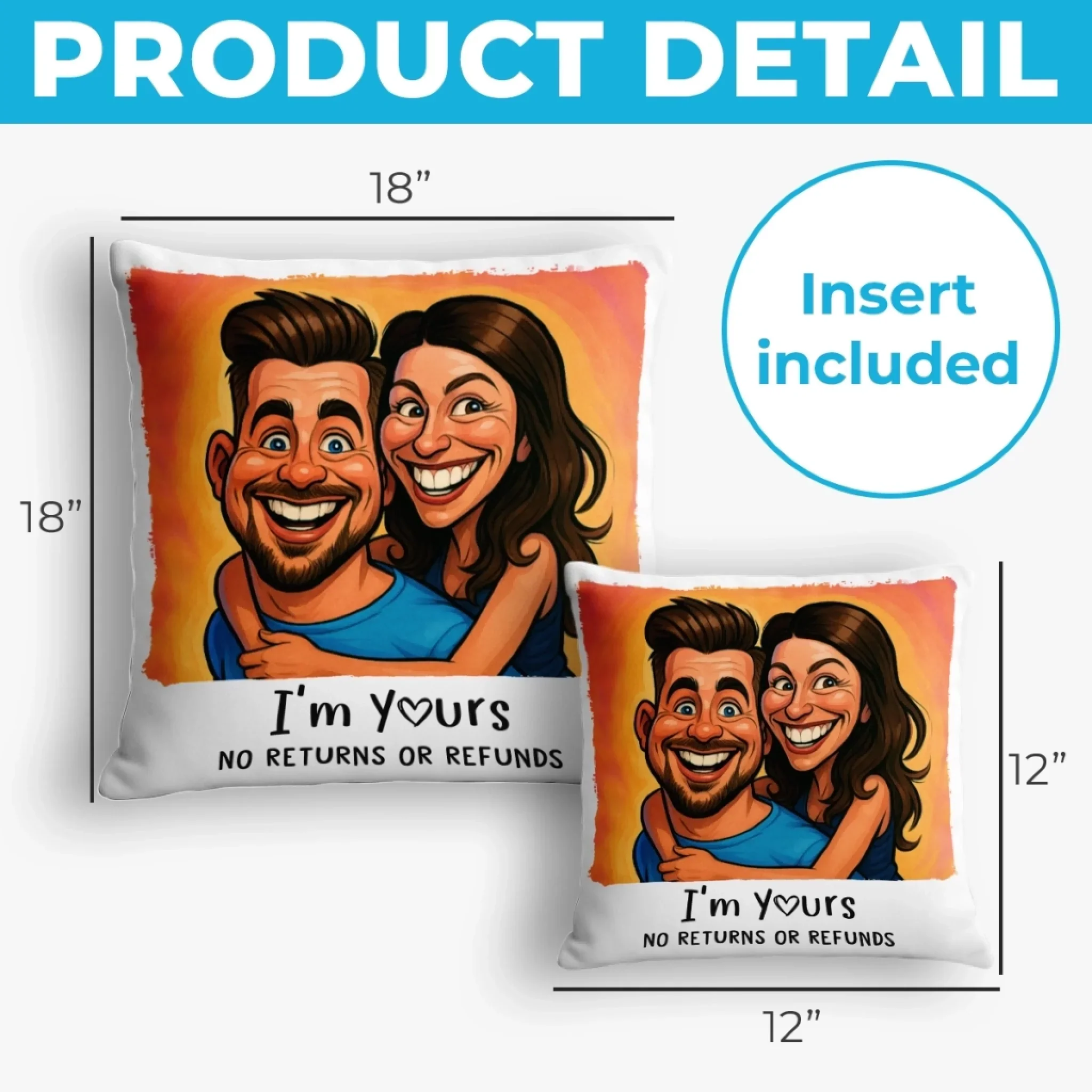 Custom Photo Funny Caricature Pillow - Personalized Anniversary Wedding Gifts For Husband And Wife, Him And Her - Together Since - Image 6
