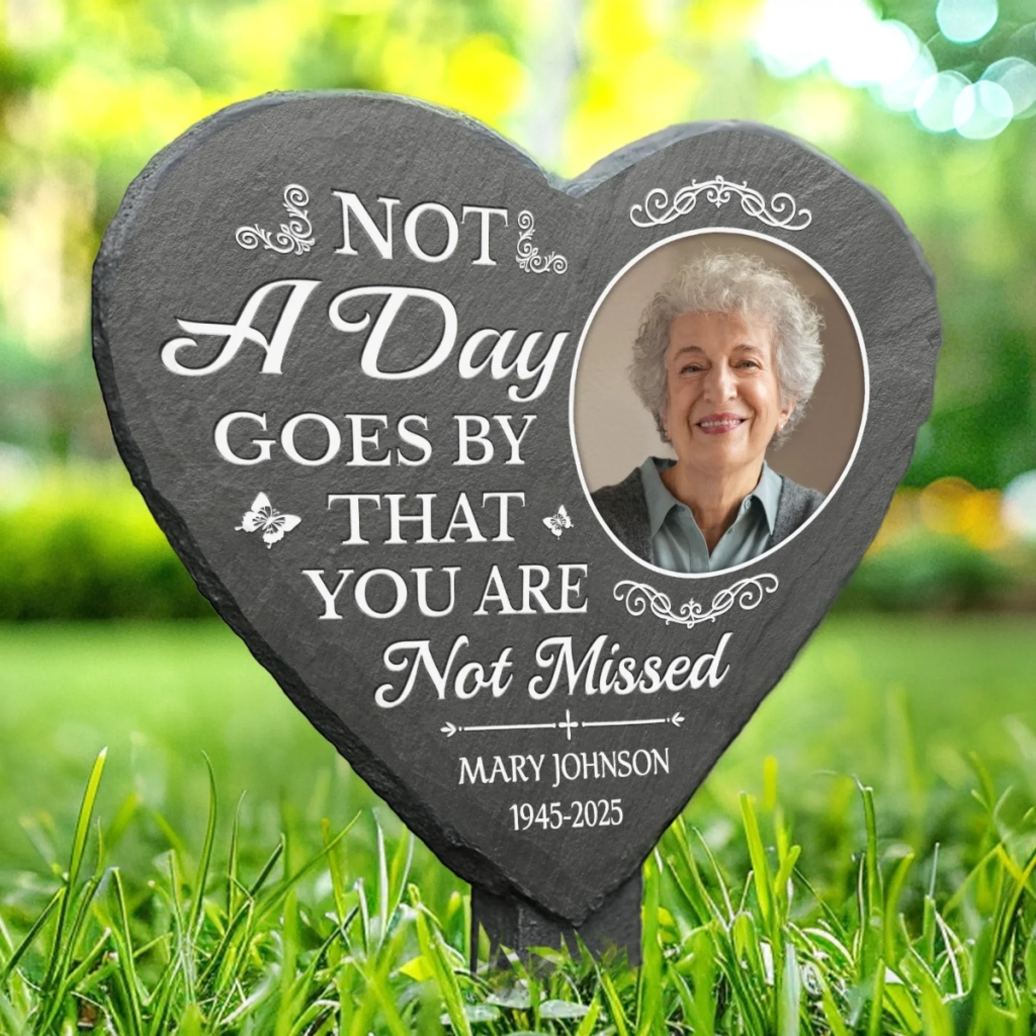 Custom Photo Garden Stone Stake - Personalized Memorial Sympathy Gifts For Loss Of Mom, Dad - Your Love Still Surrounds Me - Image 3